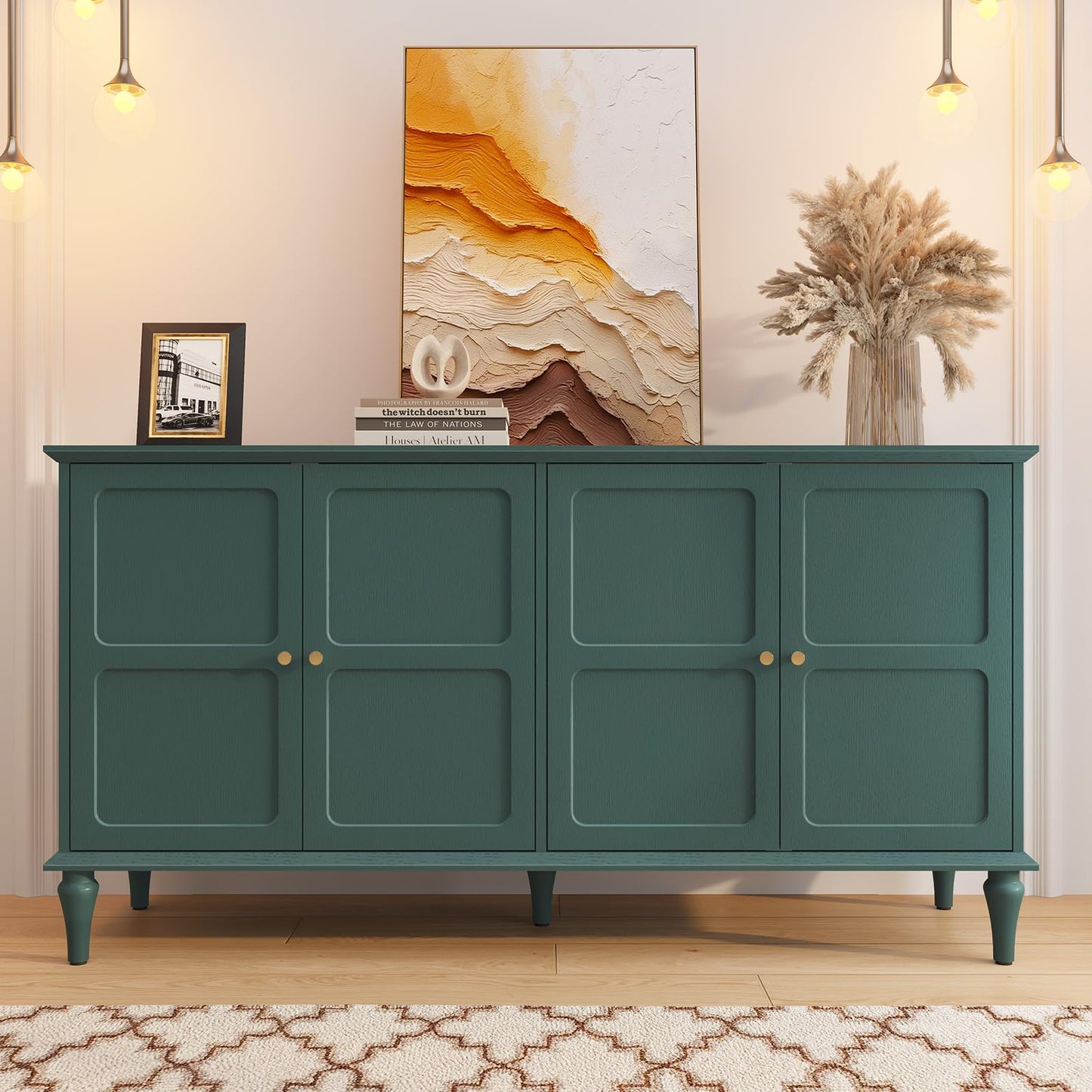 58" Mid-Century Modern Sideboard Buffet Cabinet with Storage