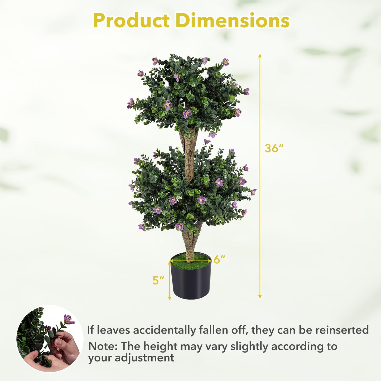 Set of 2 Faux Bush Plant w/41 Blossoms, Cement-Filled Plastic Pot
