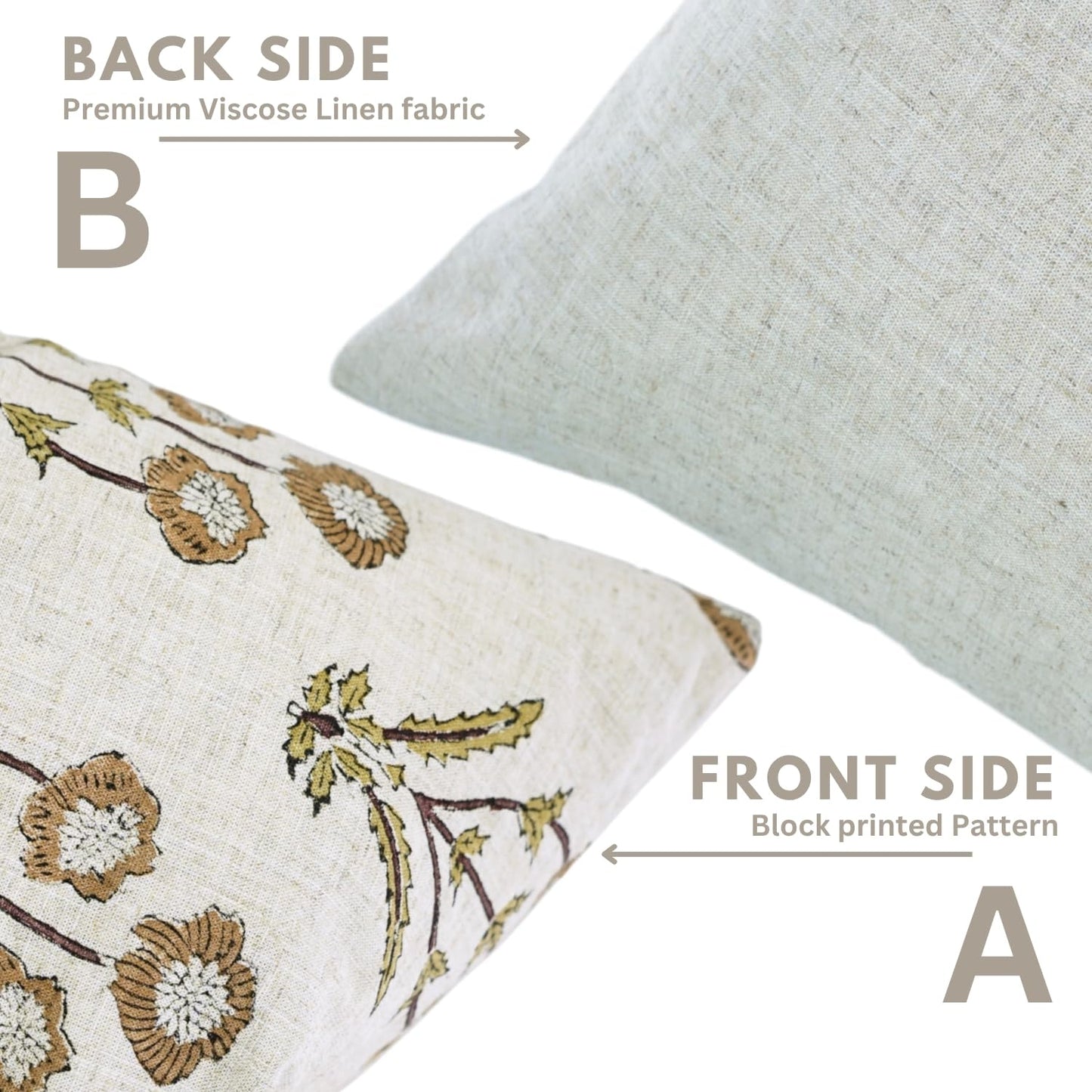 Floral Print Thick Linen 18x18 Inch Throw Pillowcase