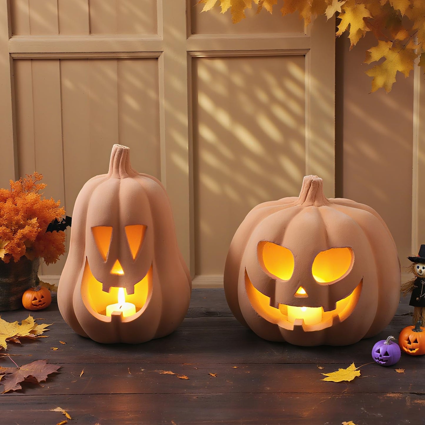 2 Pack Fall Terracotta Pumpkins