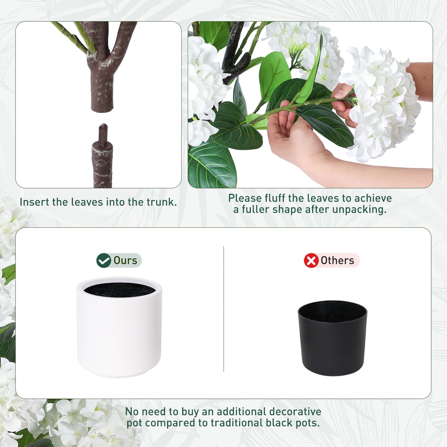 Yepdin 63 inch Artificial Camellia Tree with White Flower Pots - White Fake Tree,5 Ft Faux Plants Indoor wich Blooming,Artificial Plants for Indoor & Outdoor Home Front Door Decor