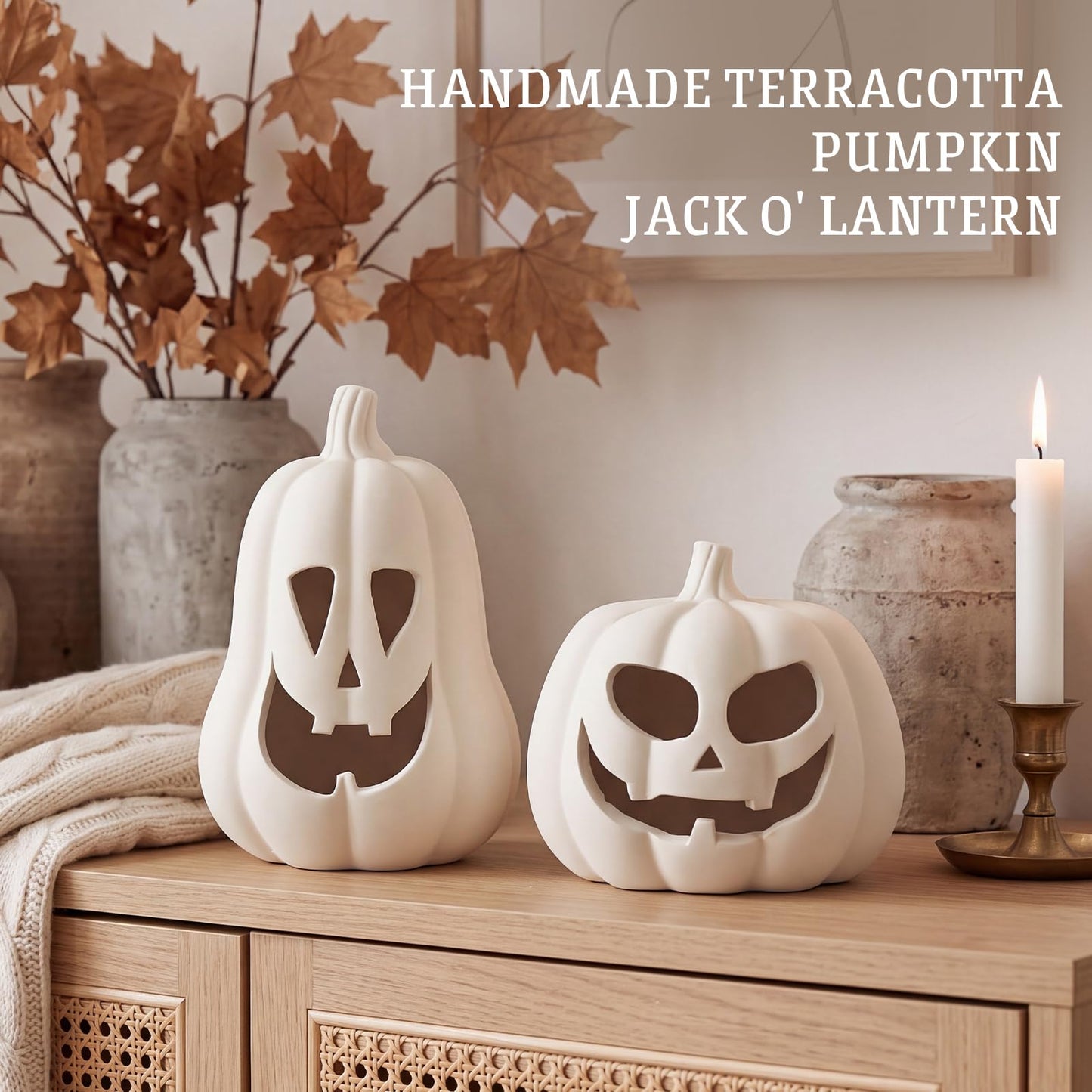 2 Pack Fall Terracotta Pumpkins
