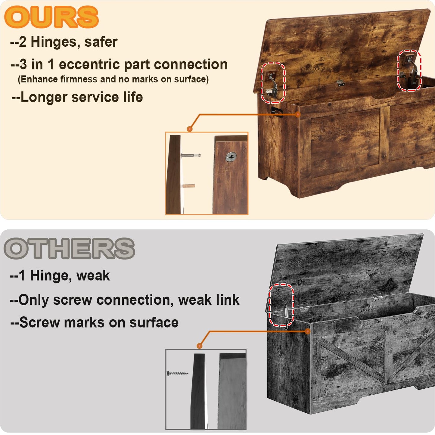 Timberer 47.2" Wooden Extra Large Storage Trunk