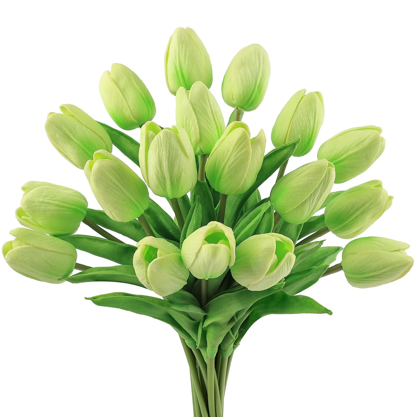 Beferr White Tulips Artificial Flowers 18Pcs Faux Silk Tulip Real Touch Tulip Fake Flowers Bouquets Arrangements for Mother's Day Easter Spring Flowers Gifts Home Table Decor