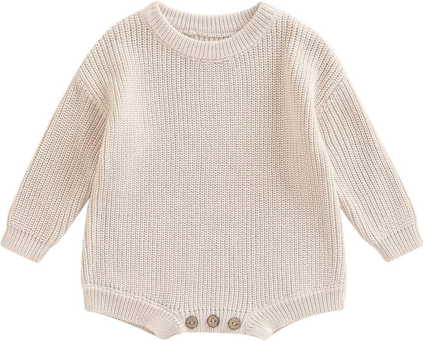 FYBITBO Baby Girl Boy Sweater Knit Oversized Pullover Sweatshirt Romper Onesie Warm Fall Winter Clothes Outfit Newborn