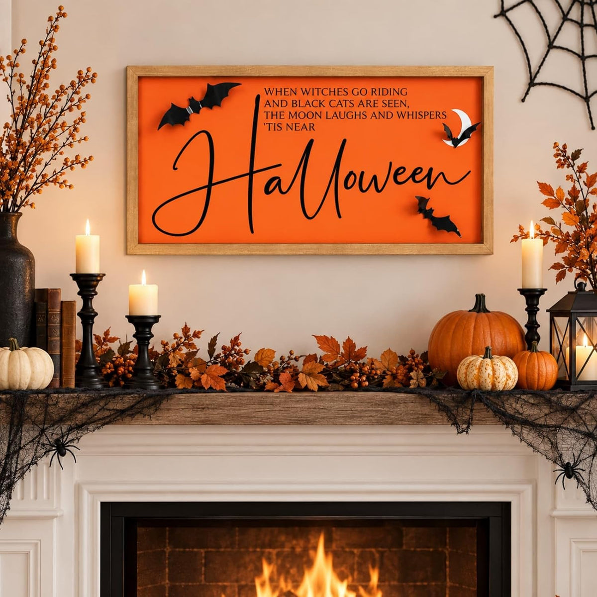 Halloween Wall Art Framed With 3d Bats