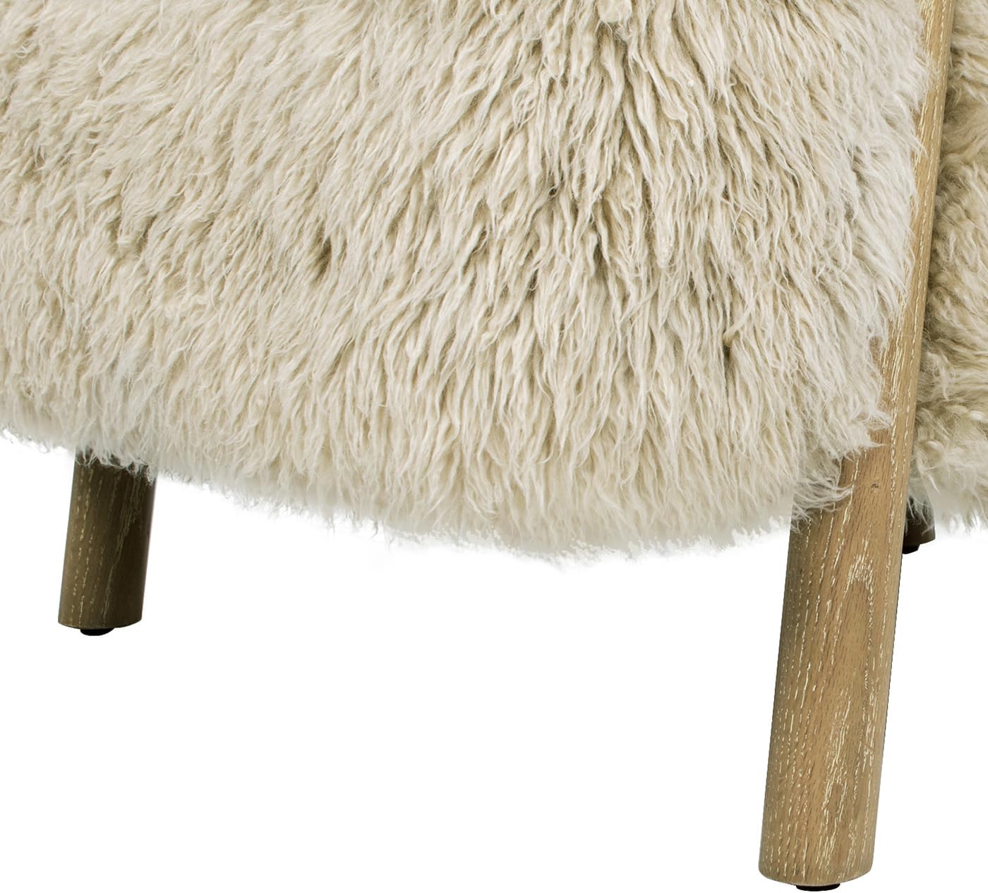 33" Oak Sheepskin Upholstered Accent Arm Chair