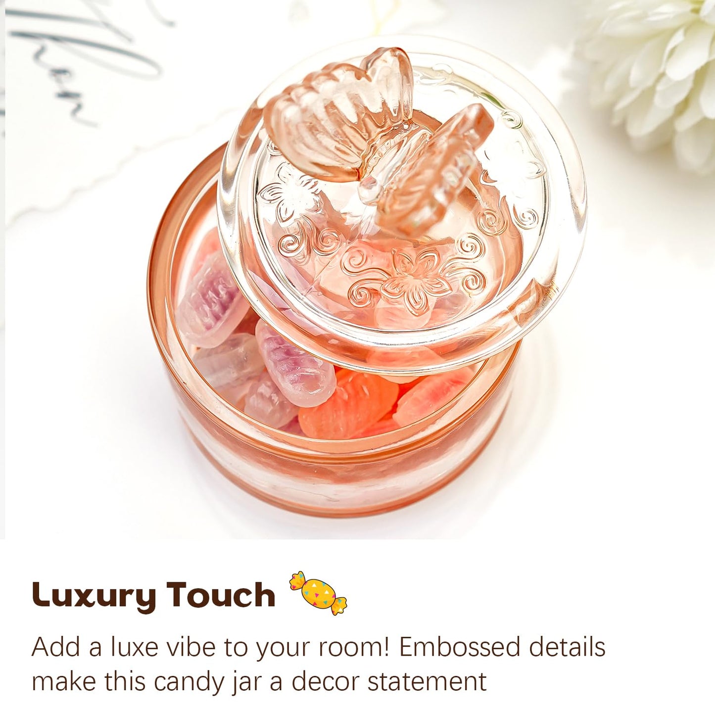 Decorative Embossed Glass Dish with Lid