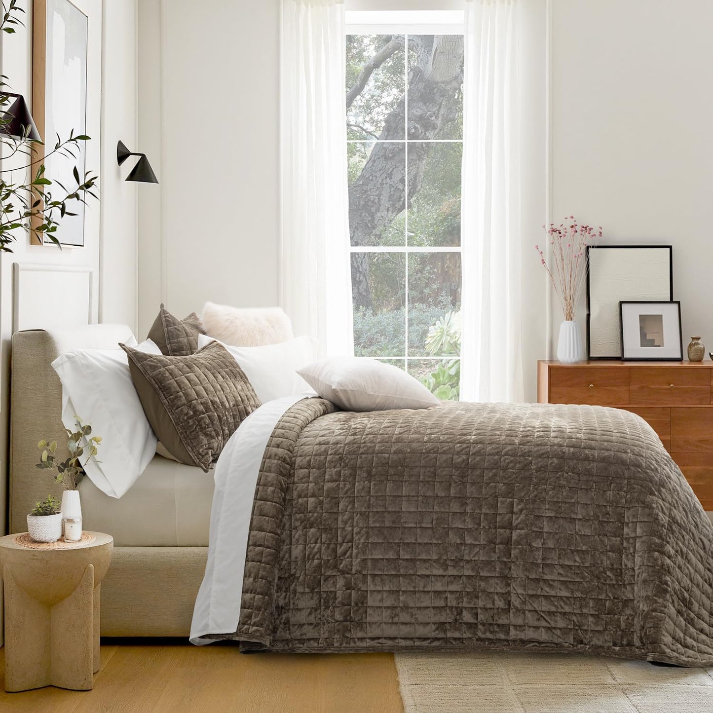 Box Stitch Velvet Quilt Set, King Size