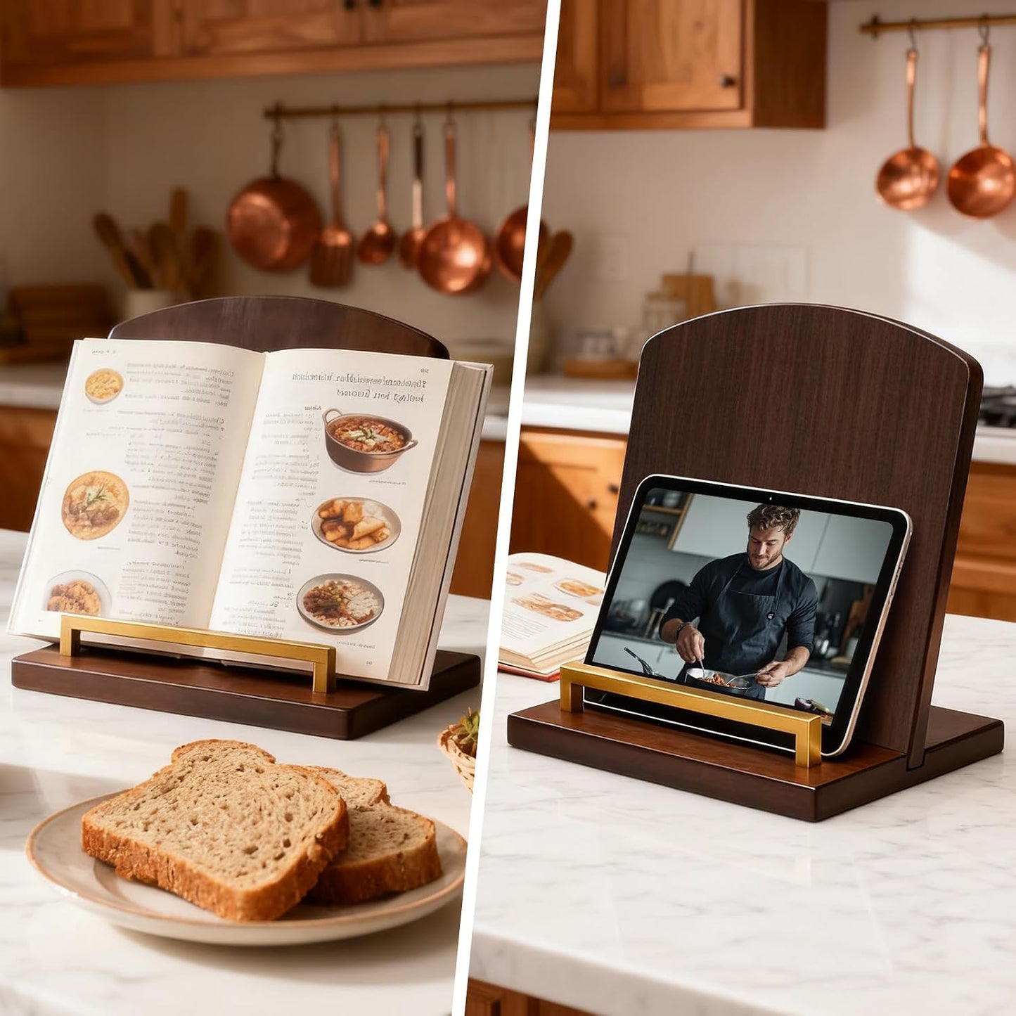 Cookbook Stand with Removable Cutting Board