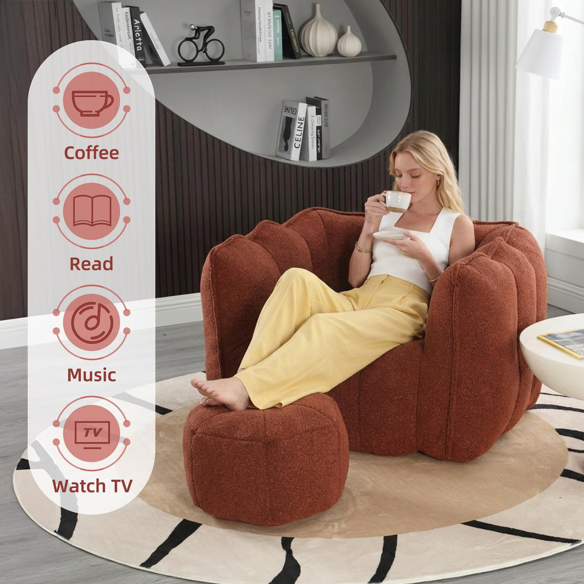 Bean Bag Couch with Ottoman