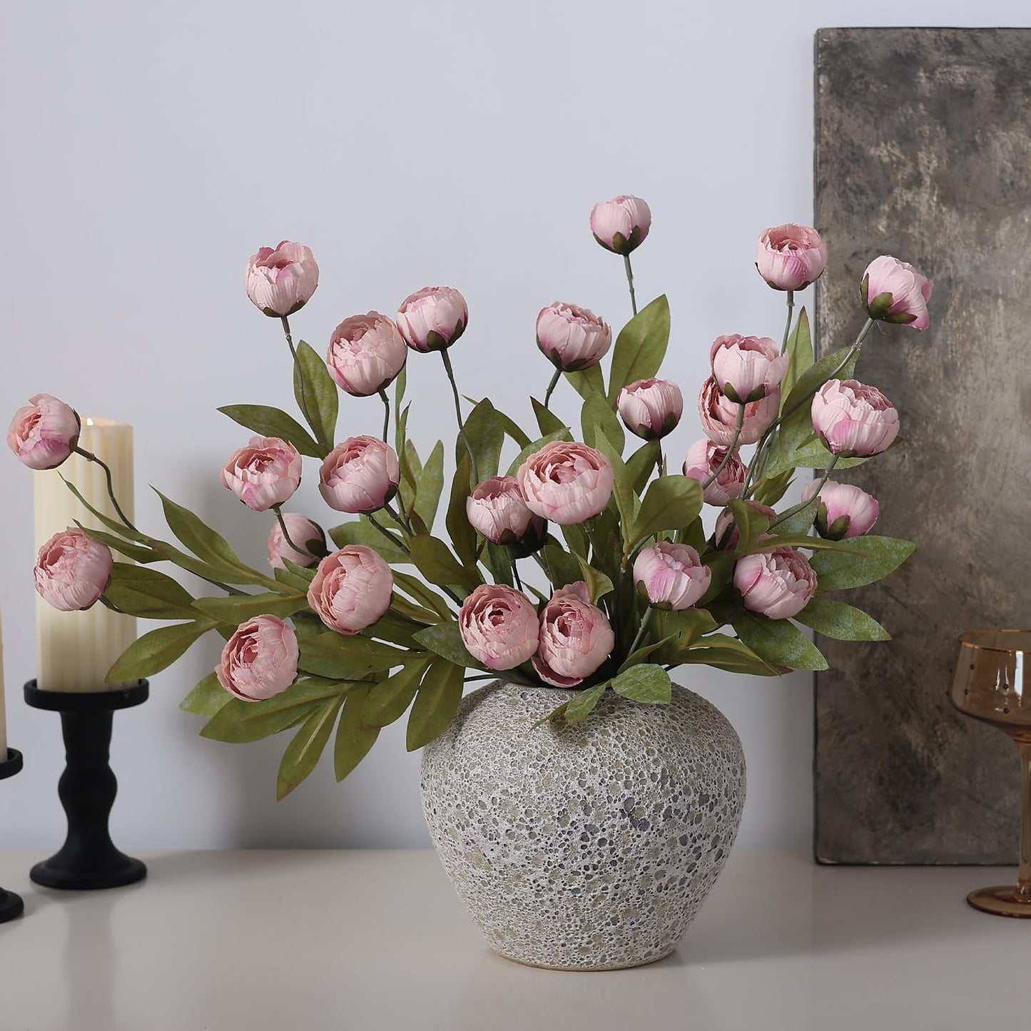 6 Pcs Faux Silk Peony Artificial Flowers 27" Stems