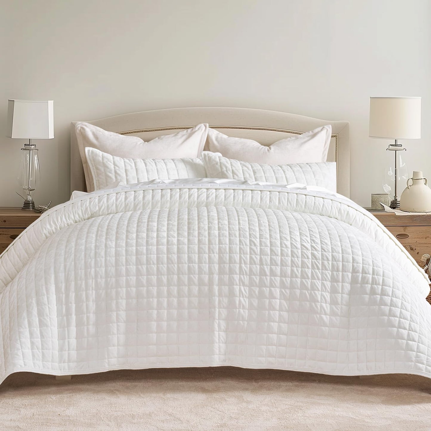 Box Stitch Velvet Quilt Set, King Size