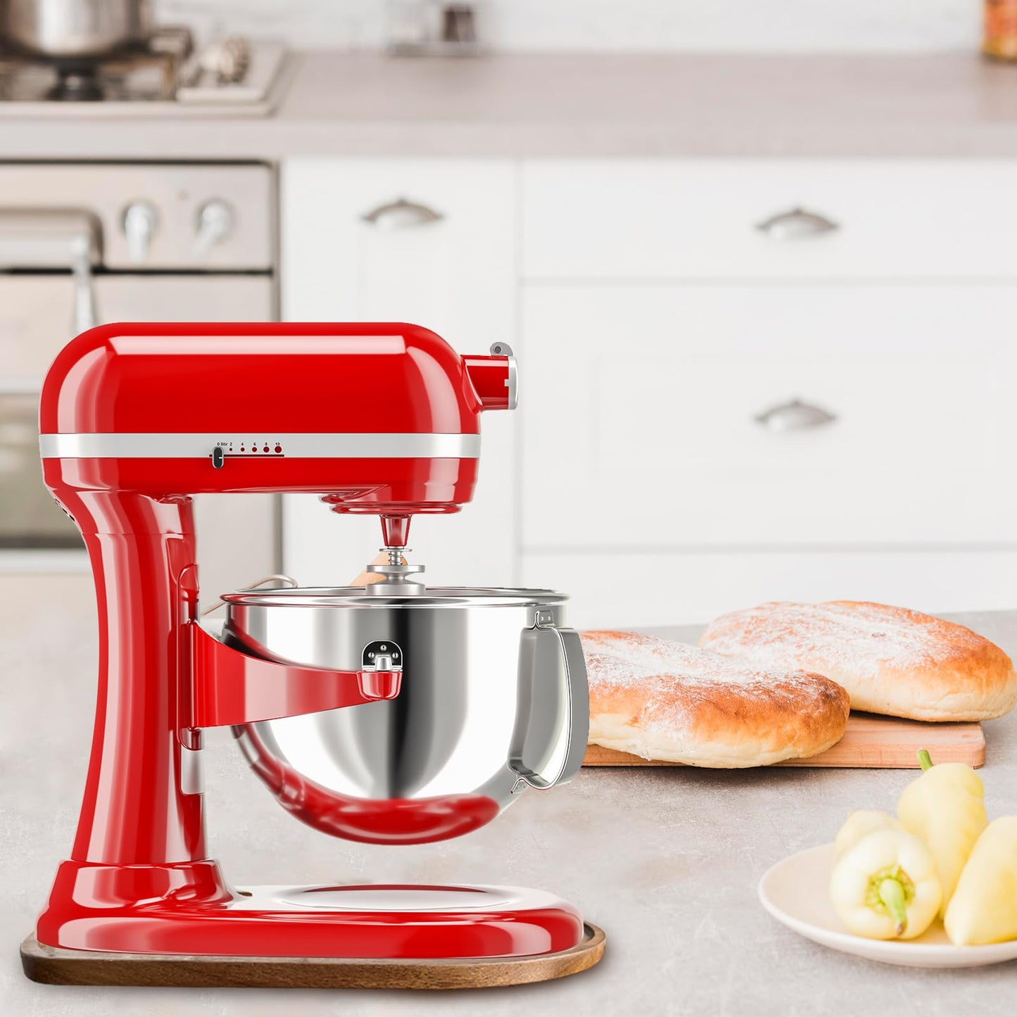 Acacia Wood Mixer Slider Mat for Kitchen Aid 4.5-5 Qt Tilt-Head Stand Mixer Kitchen Appliance Slider Tray Countertop Storage Attachments