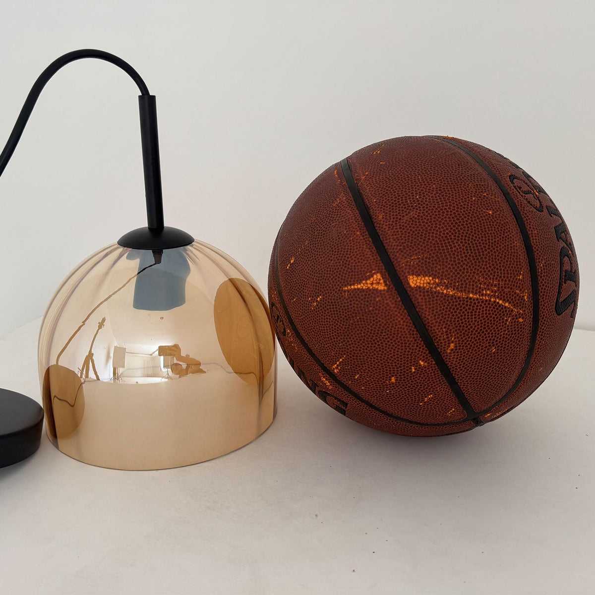 Amber Ribbed Glass Pendant