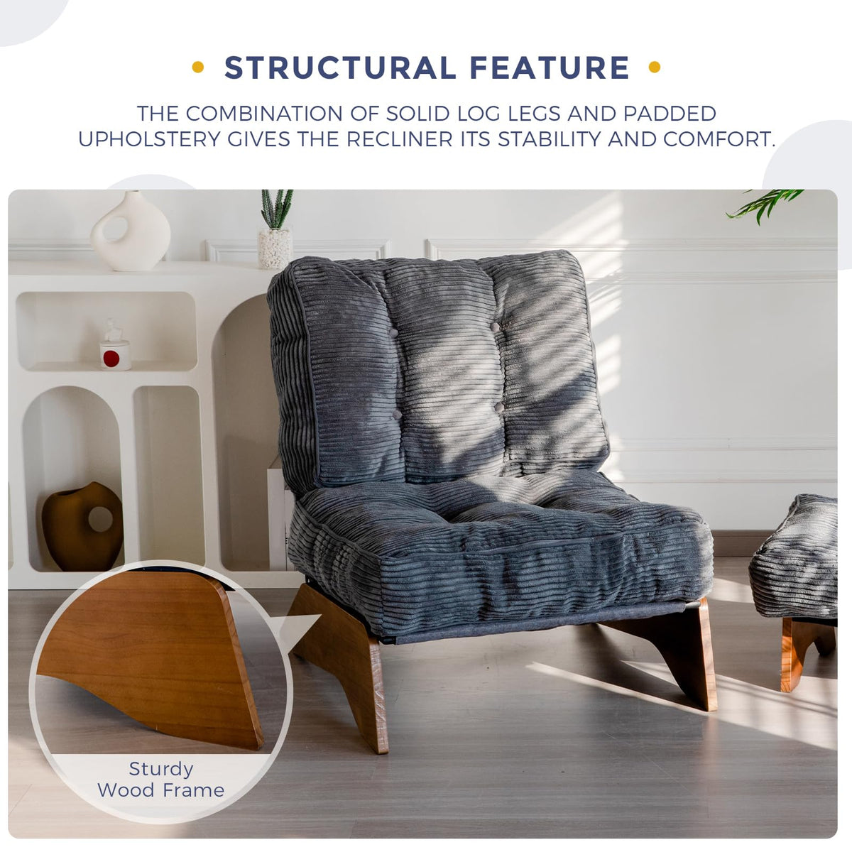 Lounge Chair with Ottoman and with Adjustable Backrest