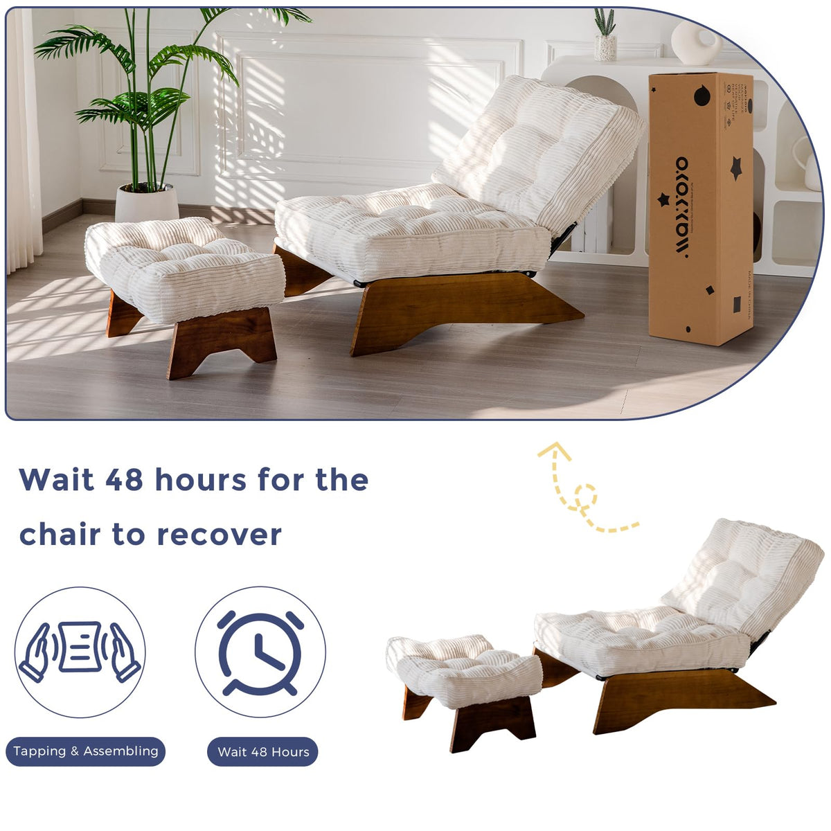 Lounge Chair with Ottoman and with Adjustable Backrest