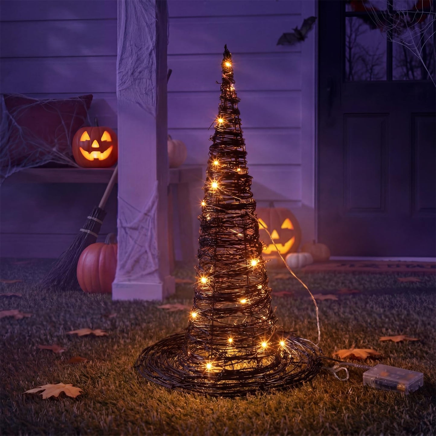 Woven Lit Fall Pumpkin