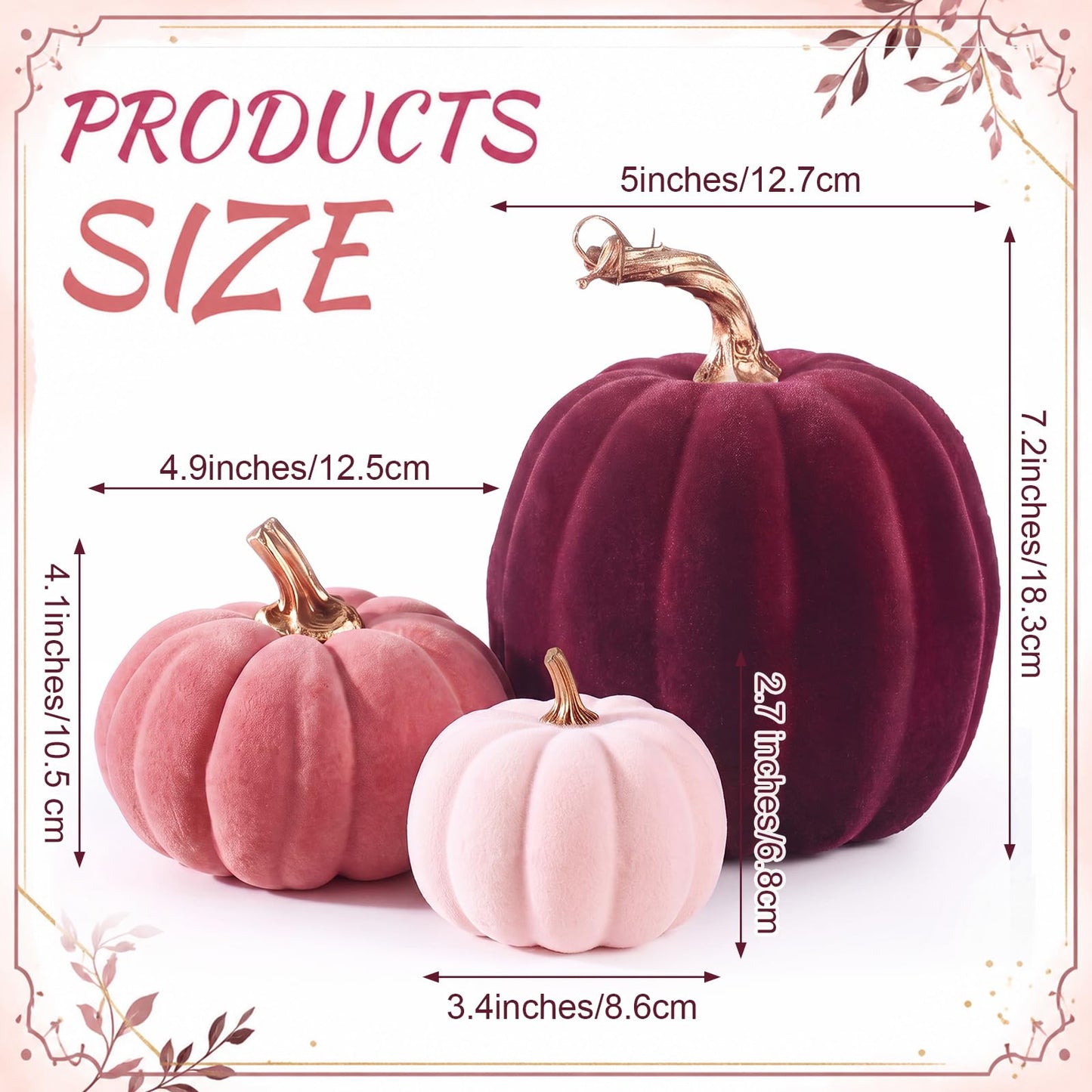 3 Pcs Velvet Pumpkin Decor