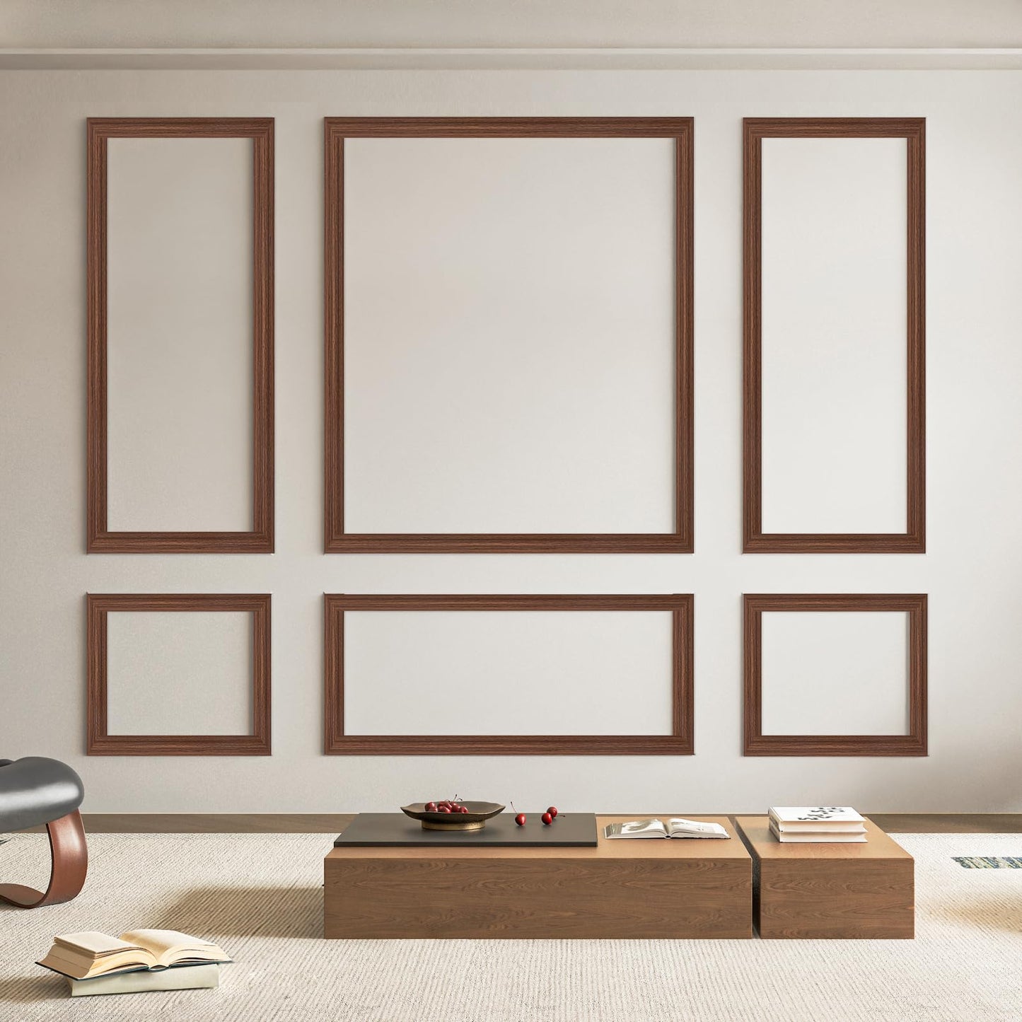 Pre-Cut Wall Molding Set of 6 pcs, Ready-to-Assemble Wainscoting Panels