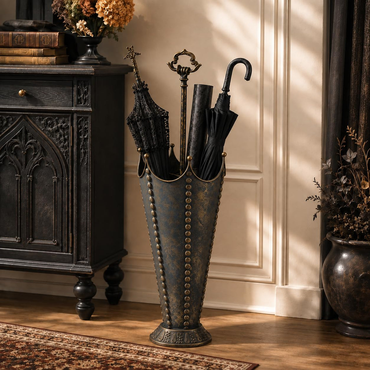 Vintage Metal Umbrella Stand for Entryway