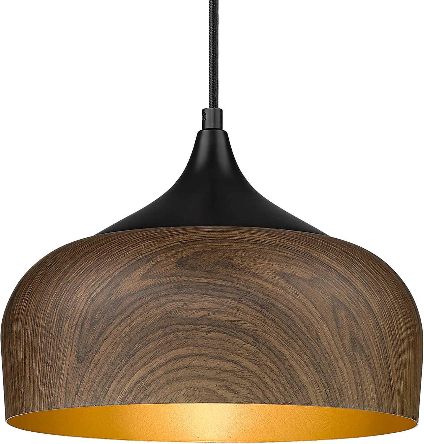 Modern Walnut Wooden Pendant Dome Light