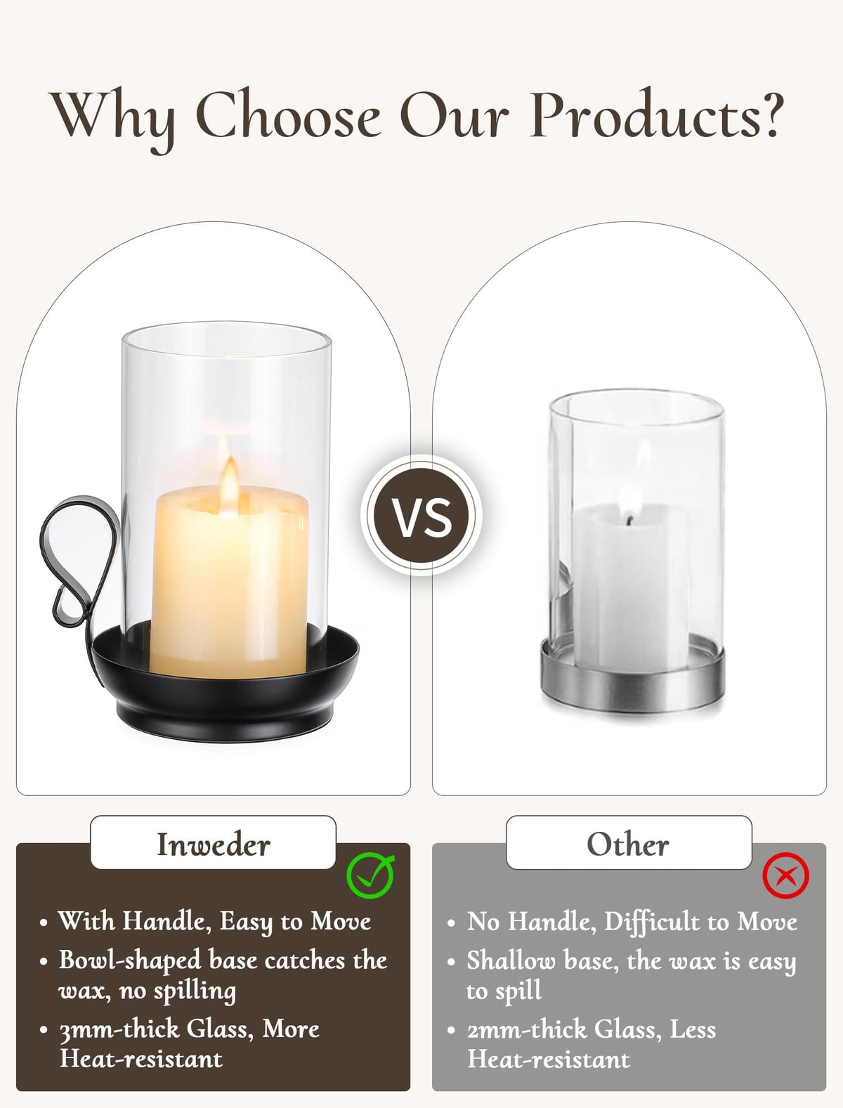 Hurricane Glass Candle Holder Set of 2
