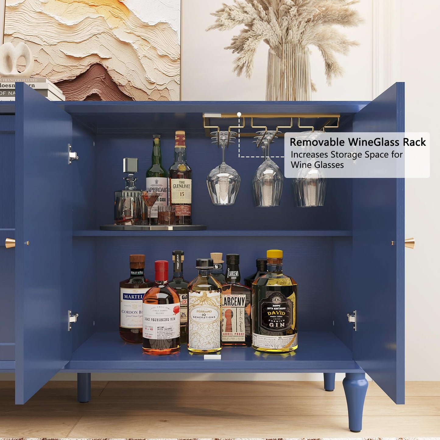 58" Mid-Century Modern Sideboard Buffet Cabinet with Storage