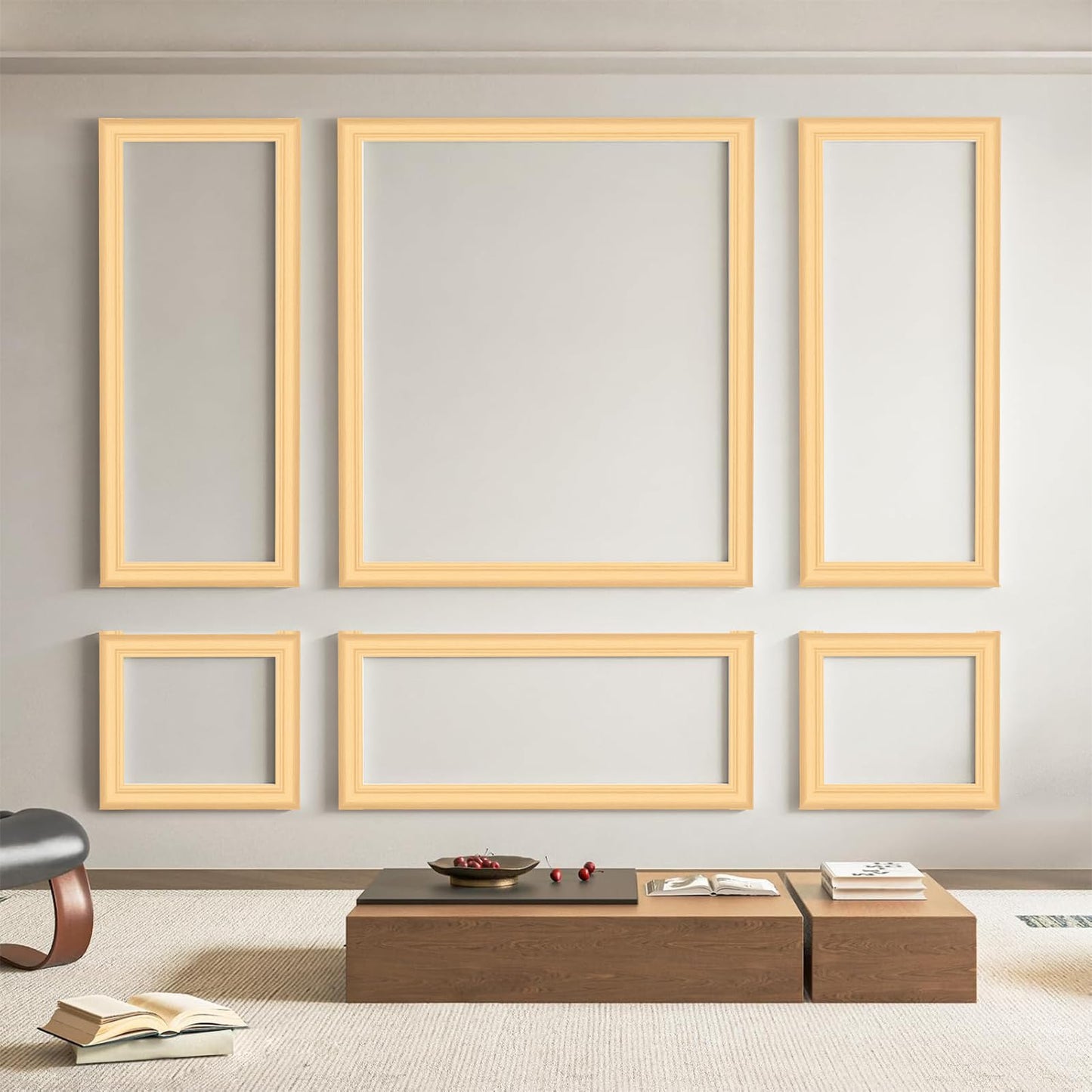 Pre-Cut Wall Molding Set of 6 pcs, Ready-to-Assemble Wainscoting Panels