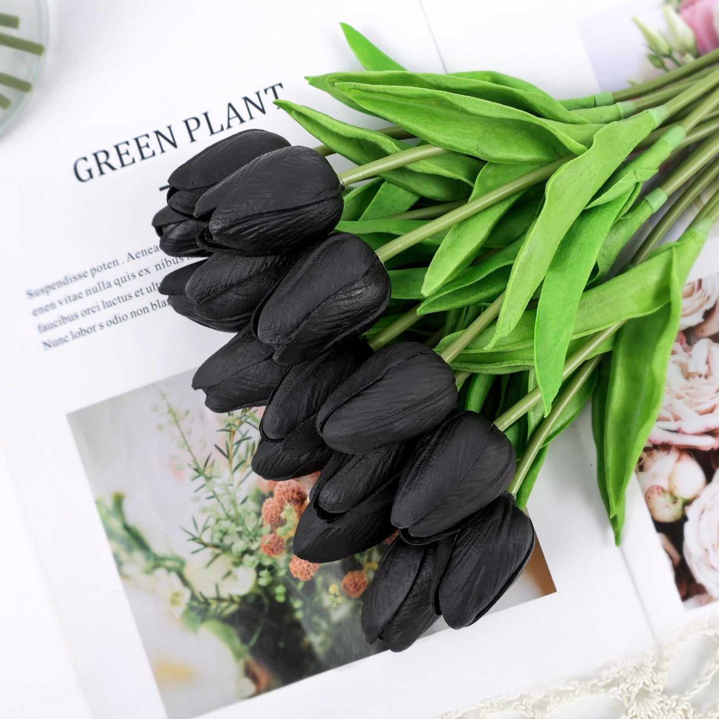 Beferr White Tulips Artificial Flowers 18Pcs Faux Silk Tulip Real Touch Tulip Fake Flowers Bouquets Arrangements for Mother's Day Easter Spring Flowers Gifts Home Table Decor
