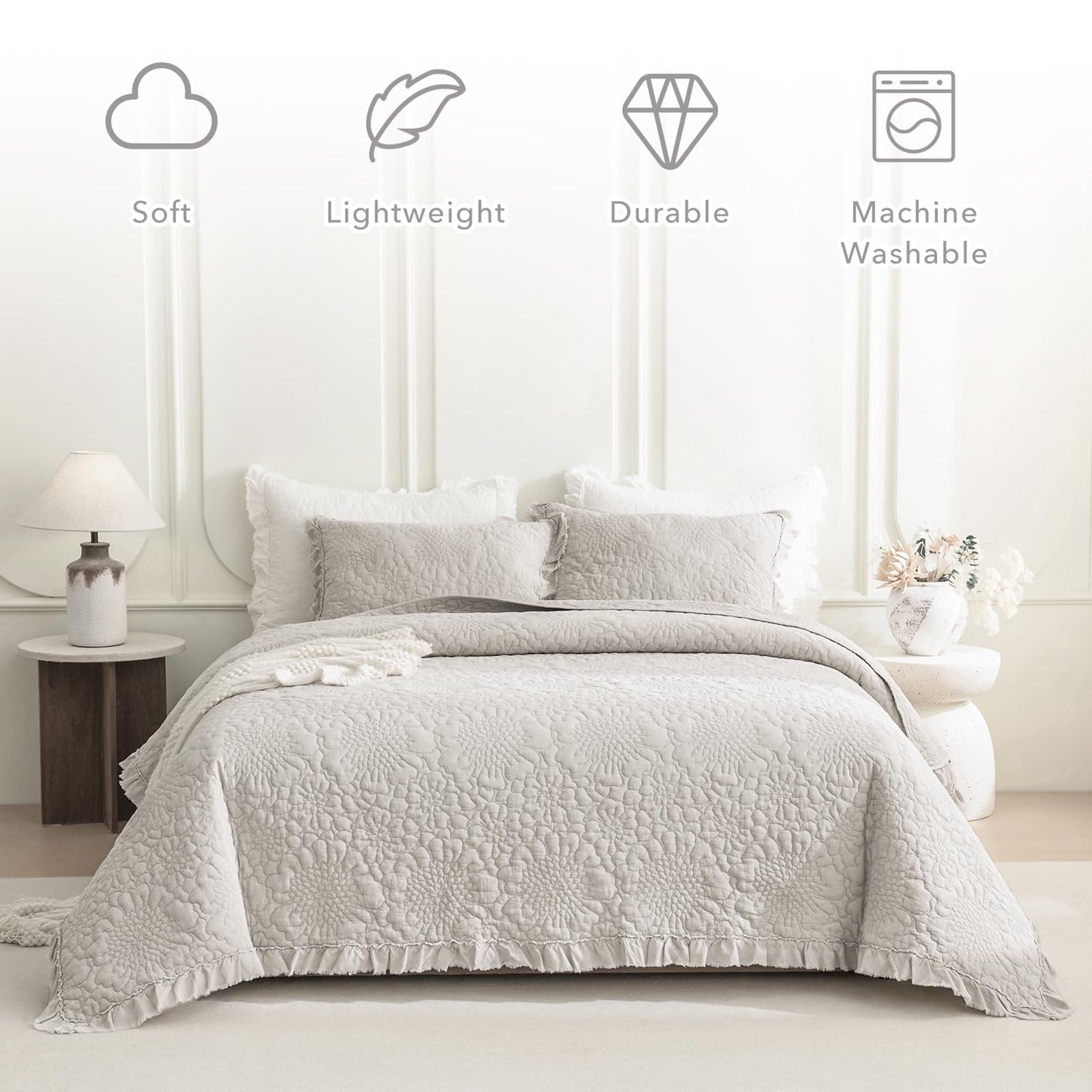 Cotton Oversized Quilt Bedspread Set