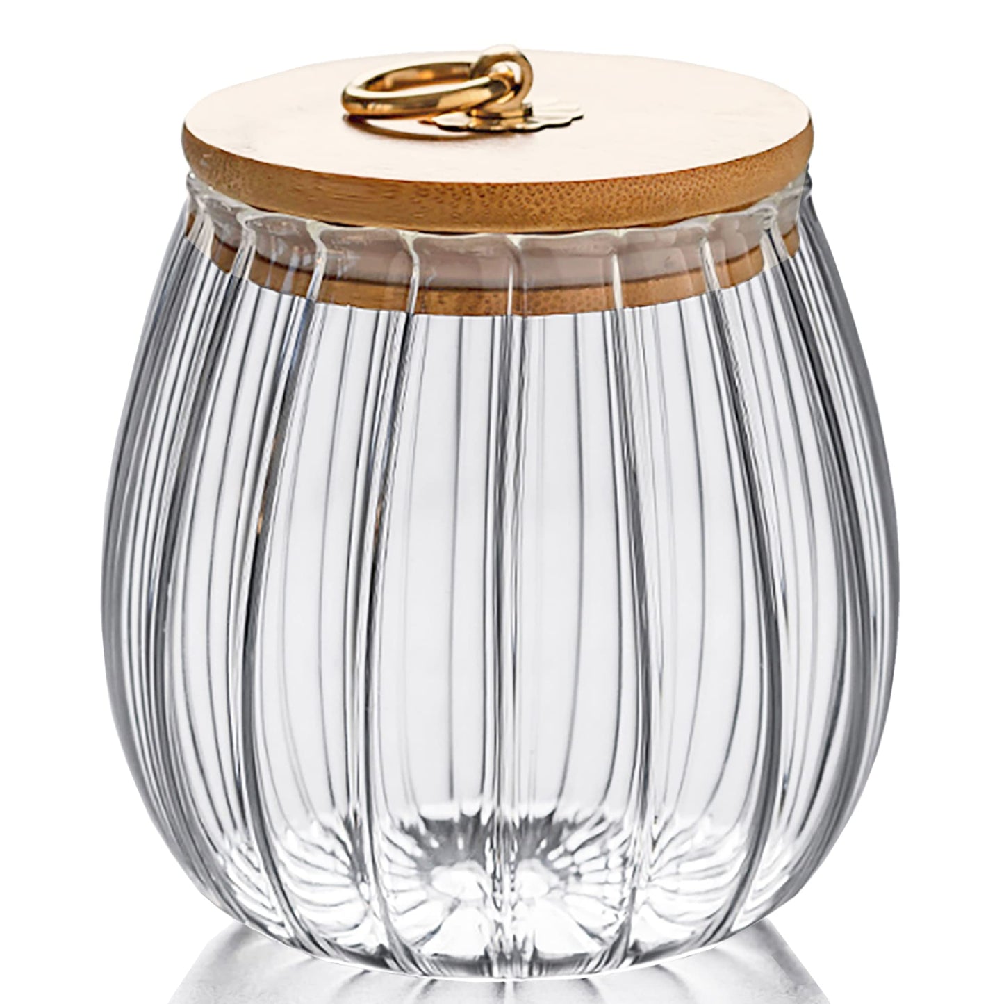 FANTESTICRYAN Glass Coffee Nuts Canister Airtight Storage Jar Petal Decorative Container with Bamboo Lid Metal Handle Easy to Grasp 700ml, 23 FL OZ