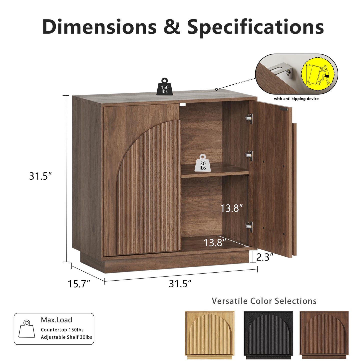 Modern Buffet Cabinet / Sideboard with Storage with Wave Design