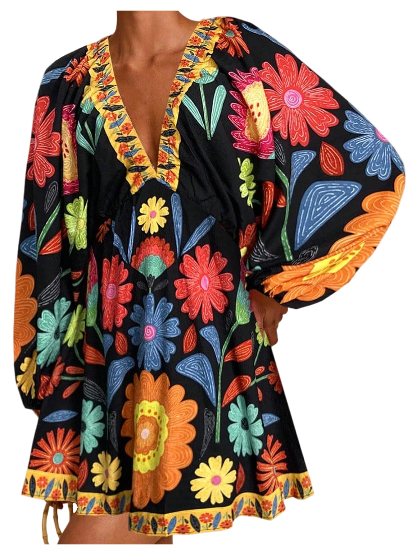 Women's Boho Floral Mini Dresses