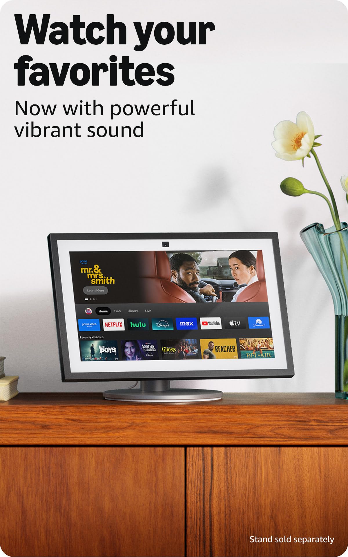 Amazon Echo Show 21 (newest model), Full HD 21" kitchen hub for home organization, with built-in Fire TV, Designed for Alexa+