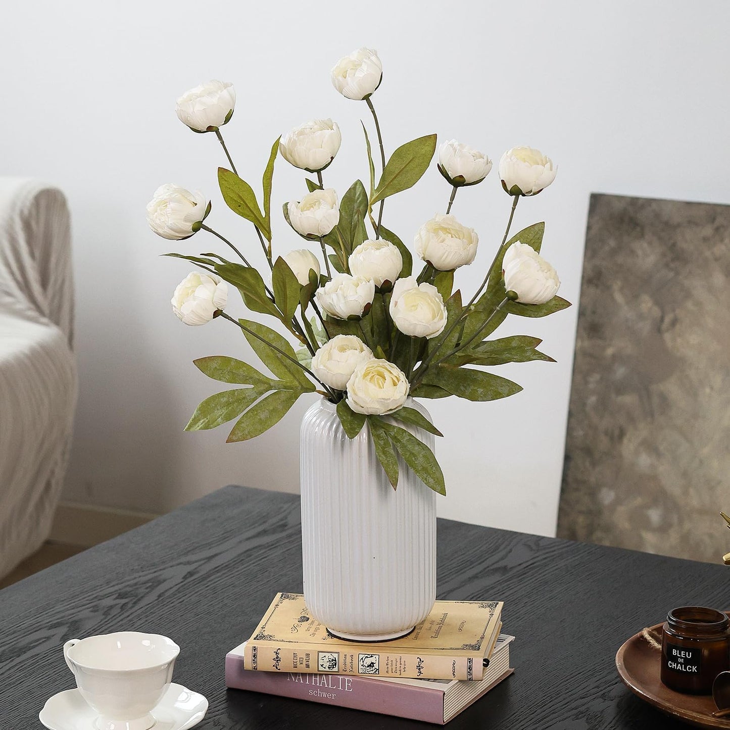 6 Pcs Faux Silk Peony Artificial Flowers 27" Stems