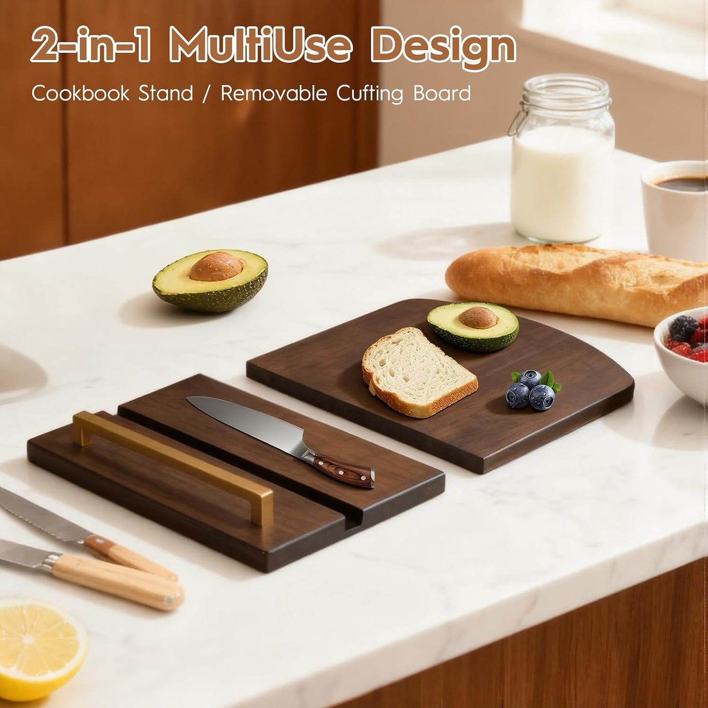 Cookbook Stand with Removable Cutting Board