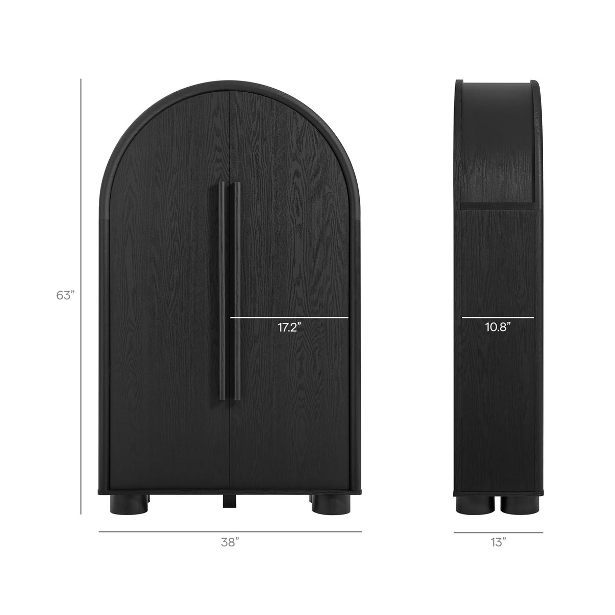 Modern Arched Storage Cabinet with Concealed Desk & Shelves