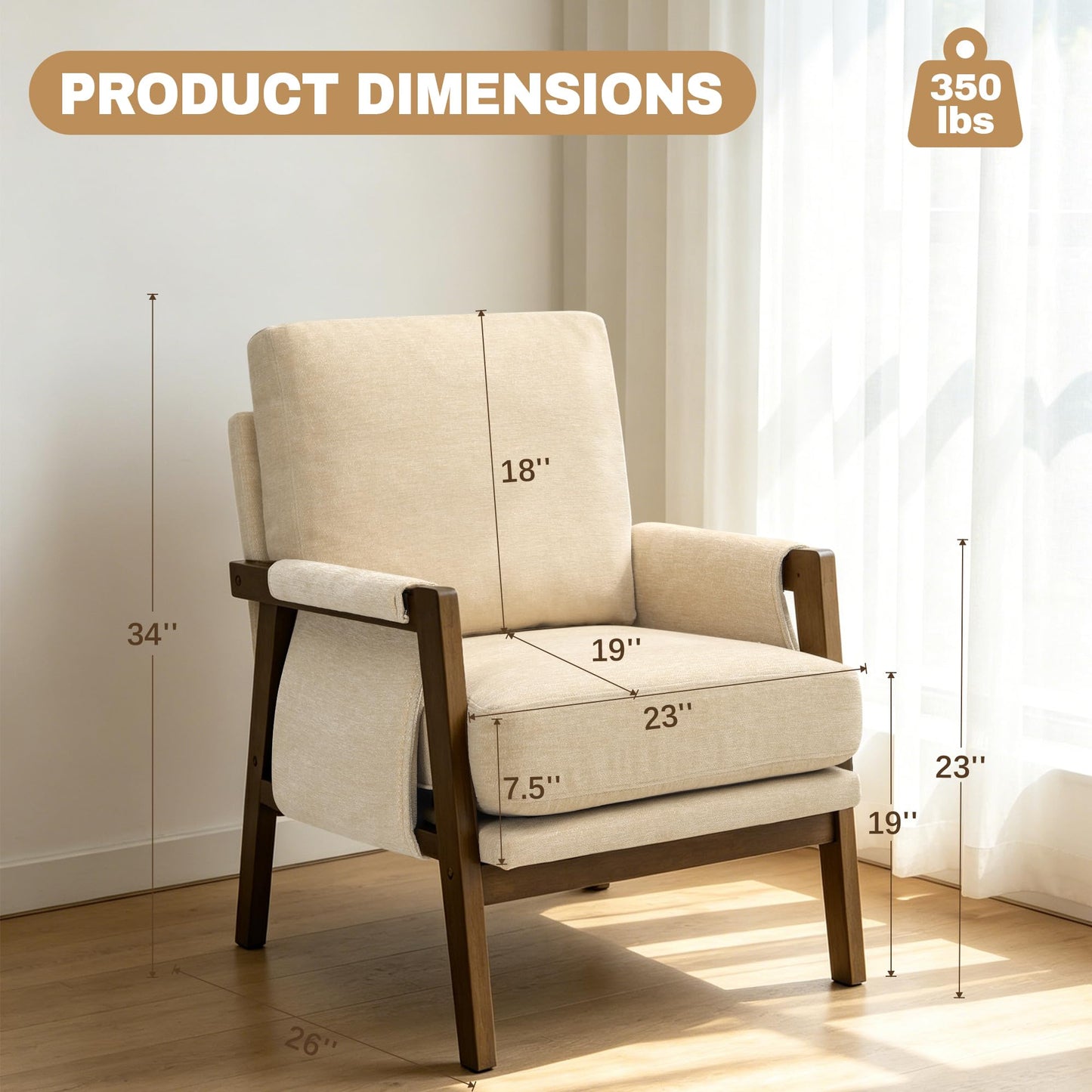 Modern Accent Armchair_Solid Wood
