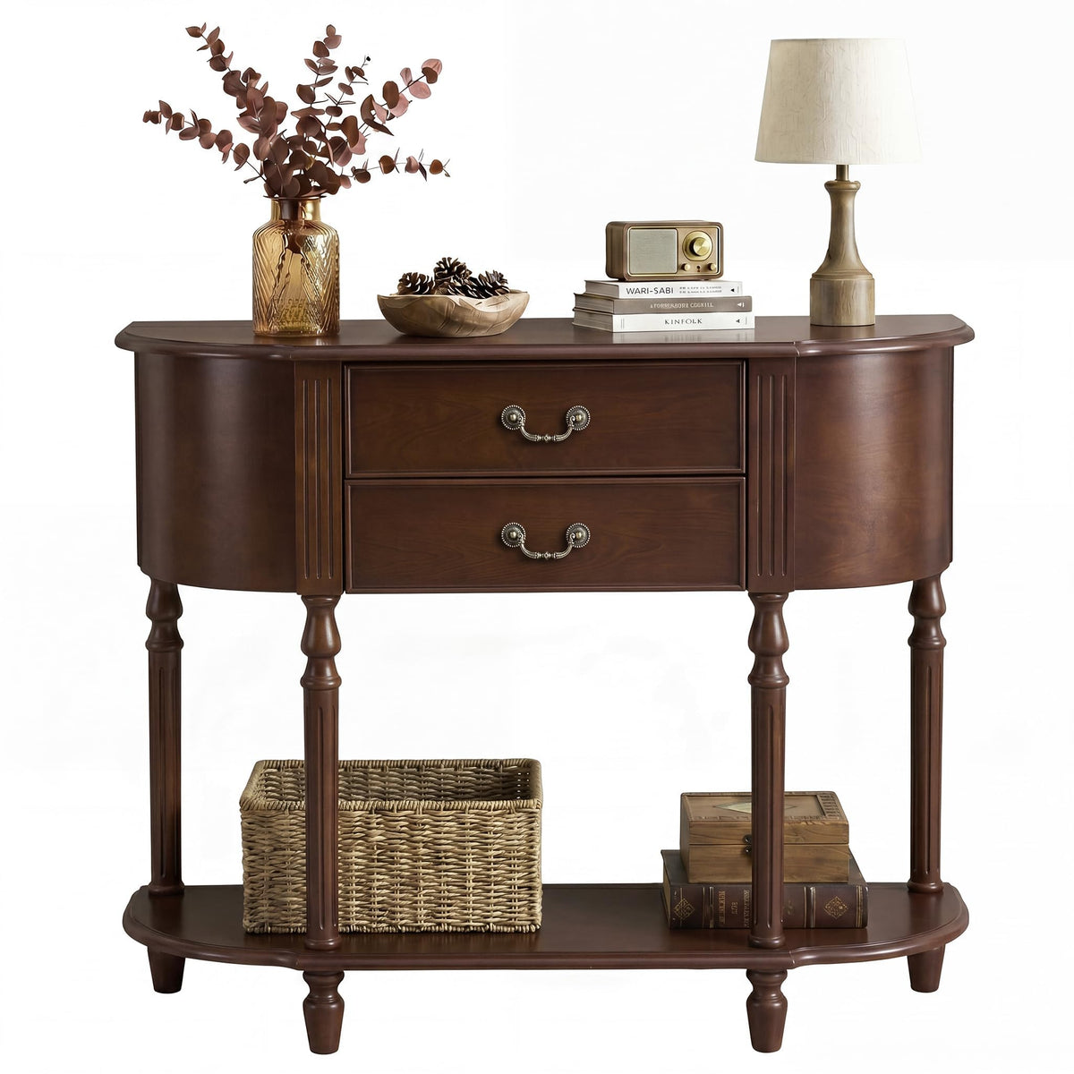 47" Walnut Console Table with Storage