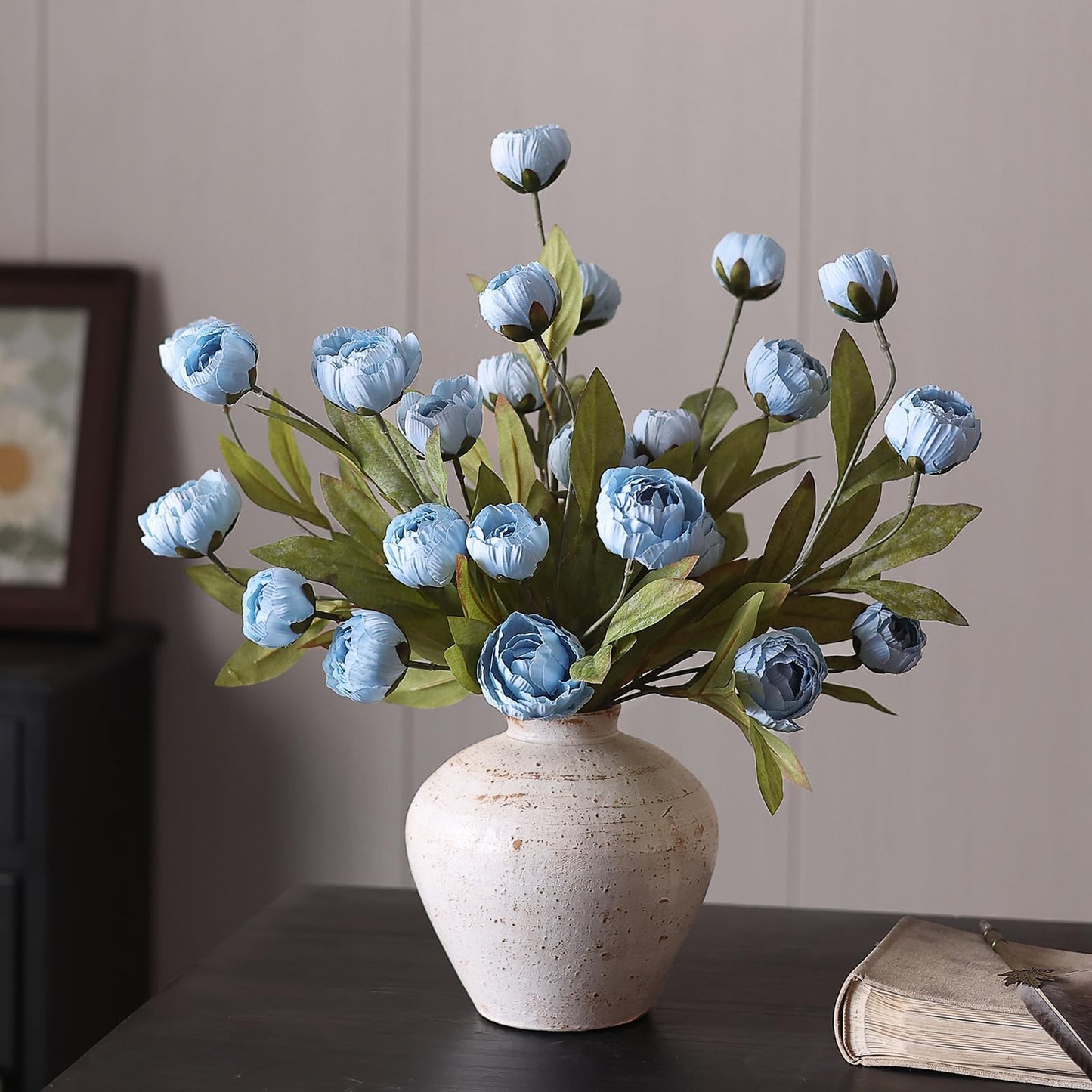 6 Pcs Faux Silk Peony Artificial Flowers 27" Stems