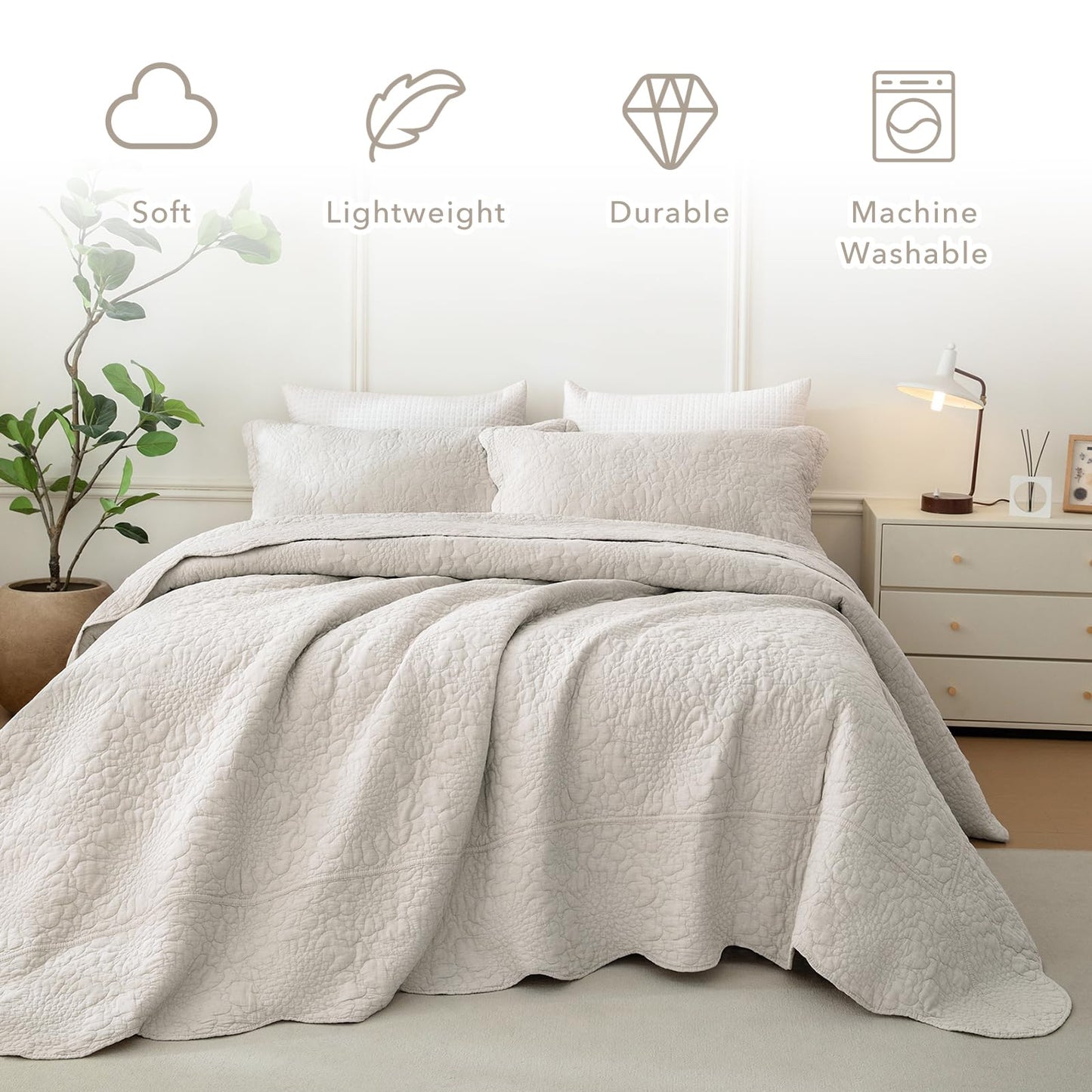 Cotton Oversized Quilt Bedspread Set