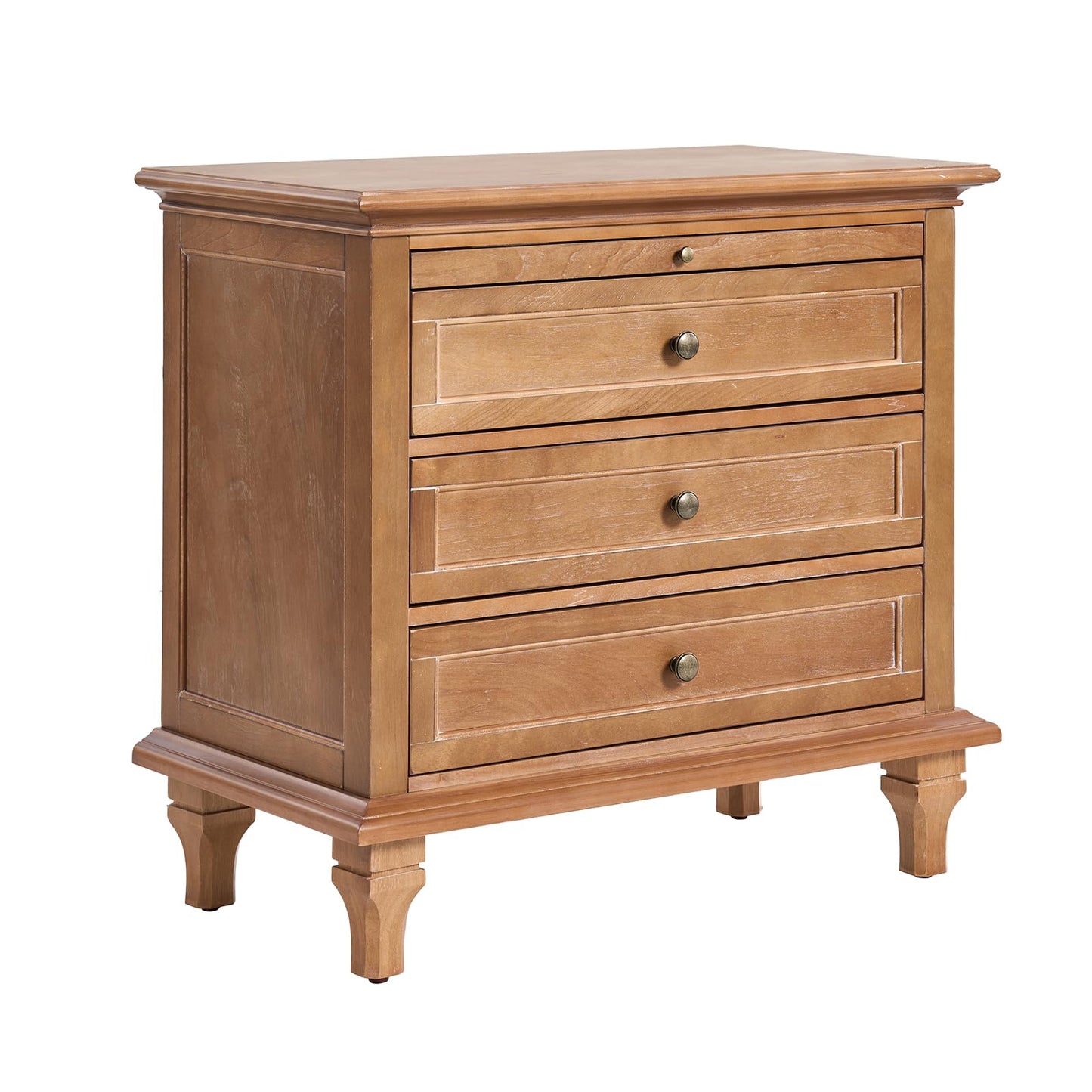 Solid Wood 3 Drawer End Table with Tray