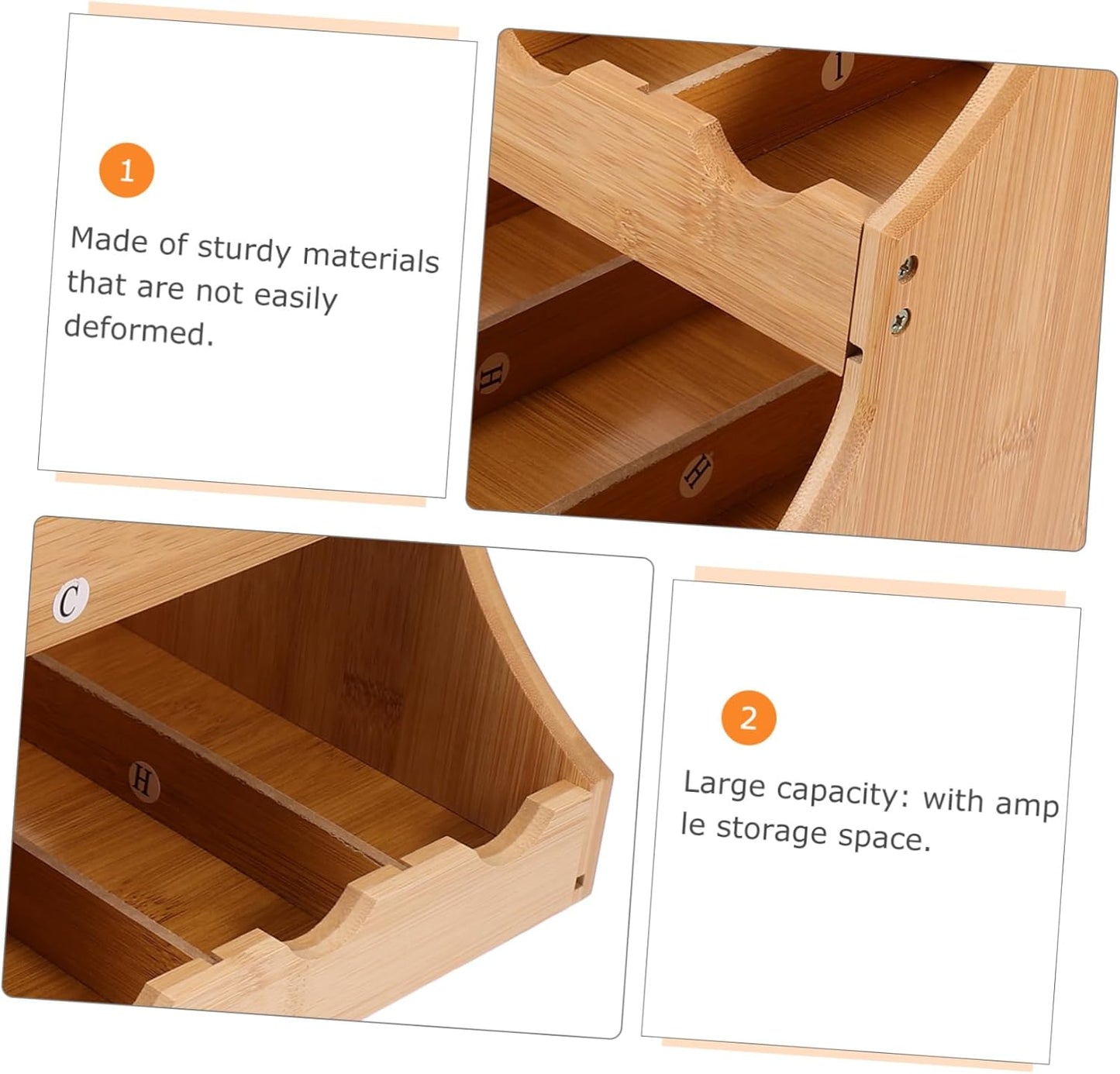 Tea Organizer and Storage Tiered Tea Bag Holder for Cabinet Bamboo Material