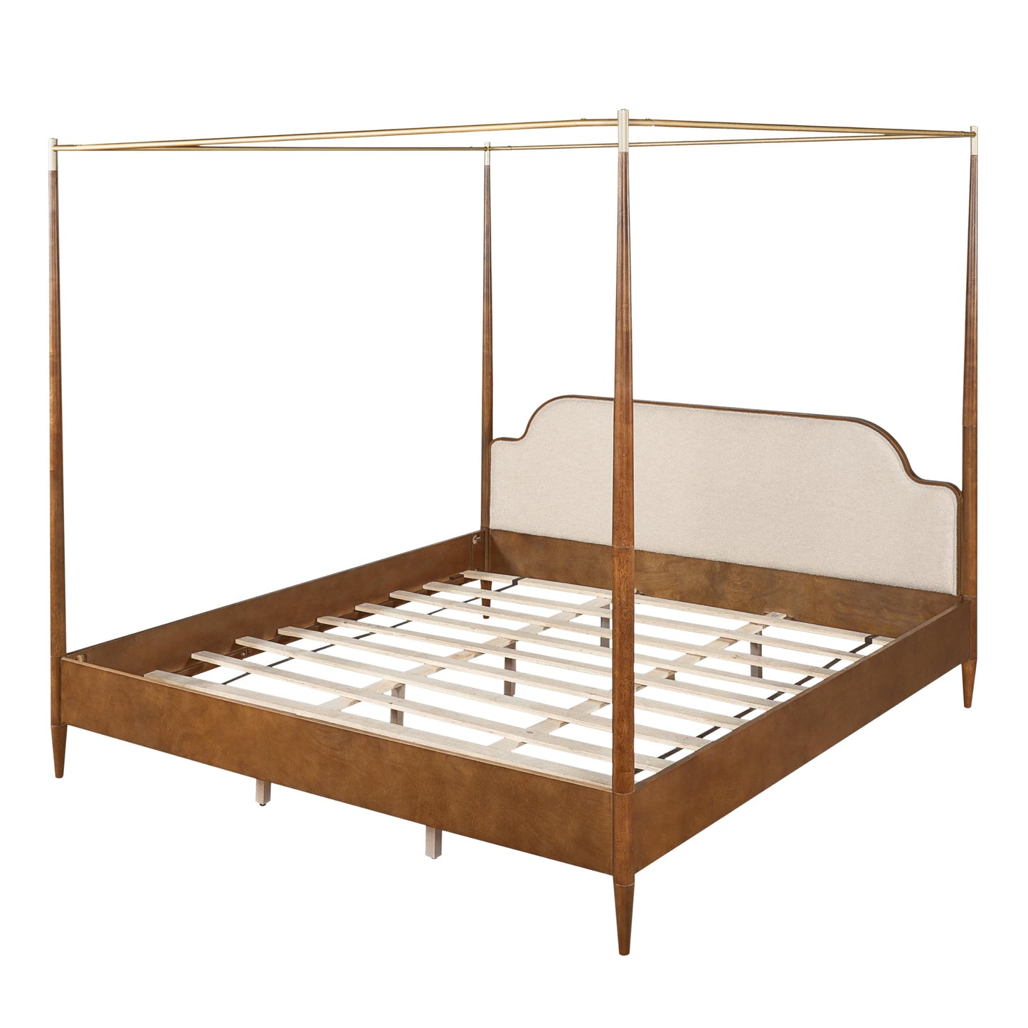 Vintage Upholstered 4-Poster Canopy Bed