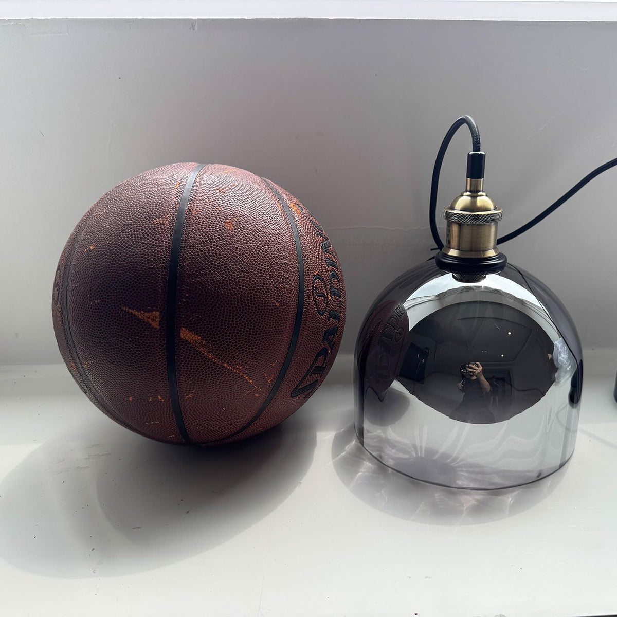 Amber Ribbed Glass Pendant