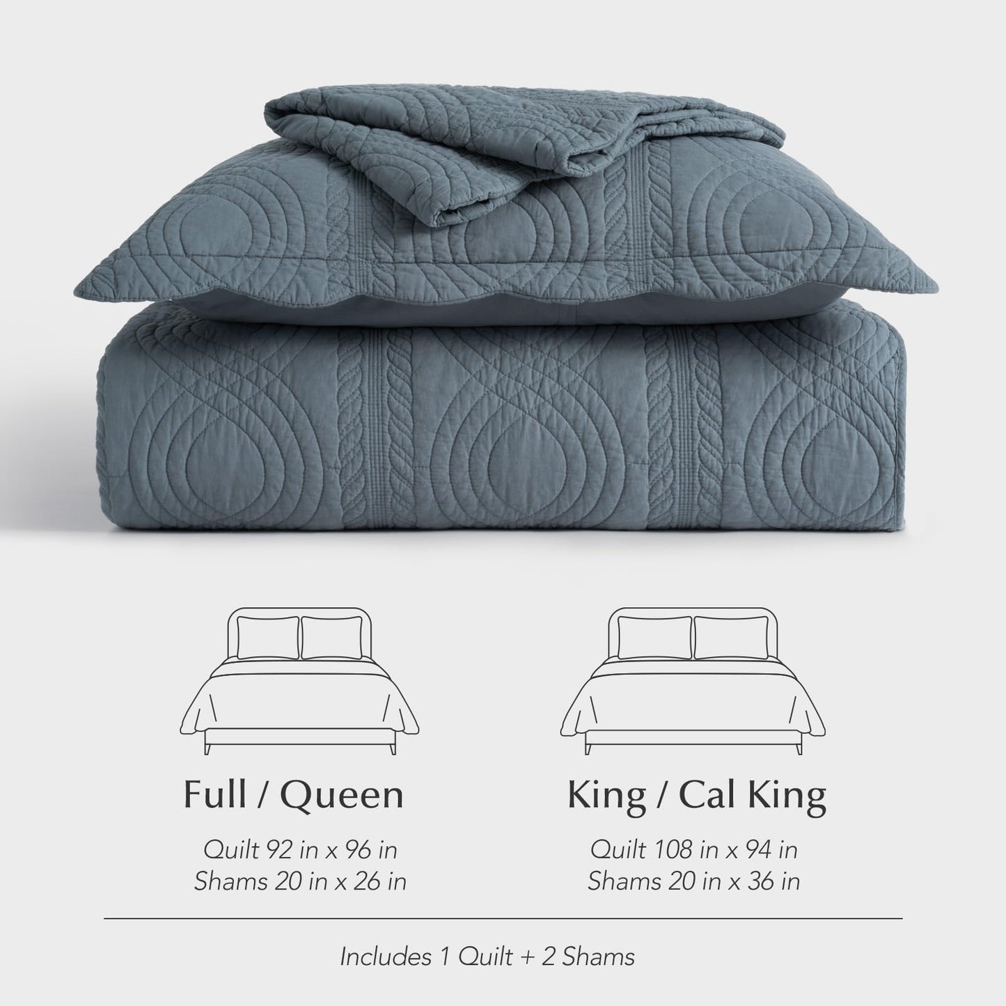 100% Cotton Scallop Quilt Set