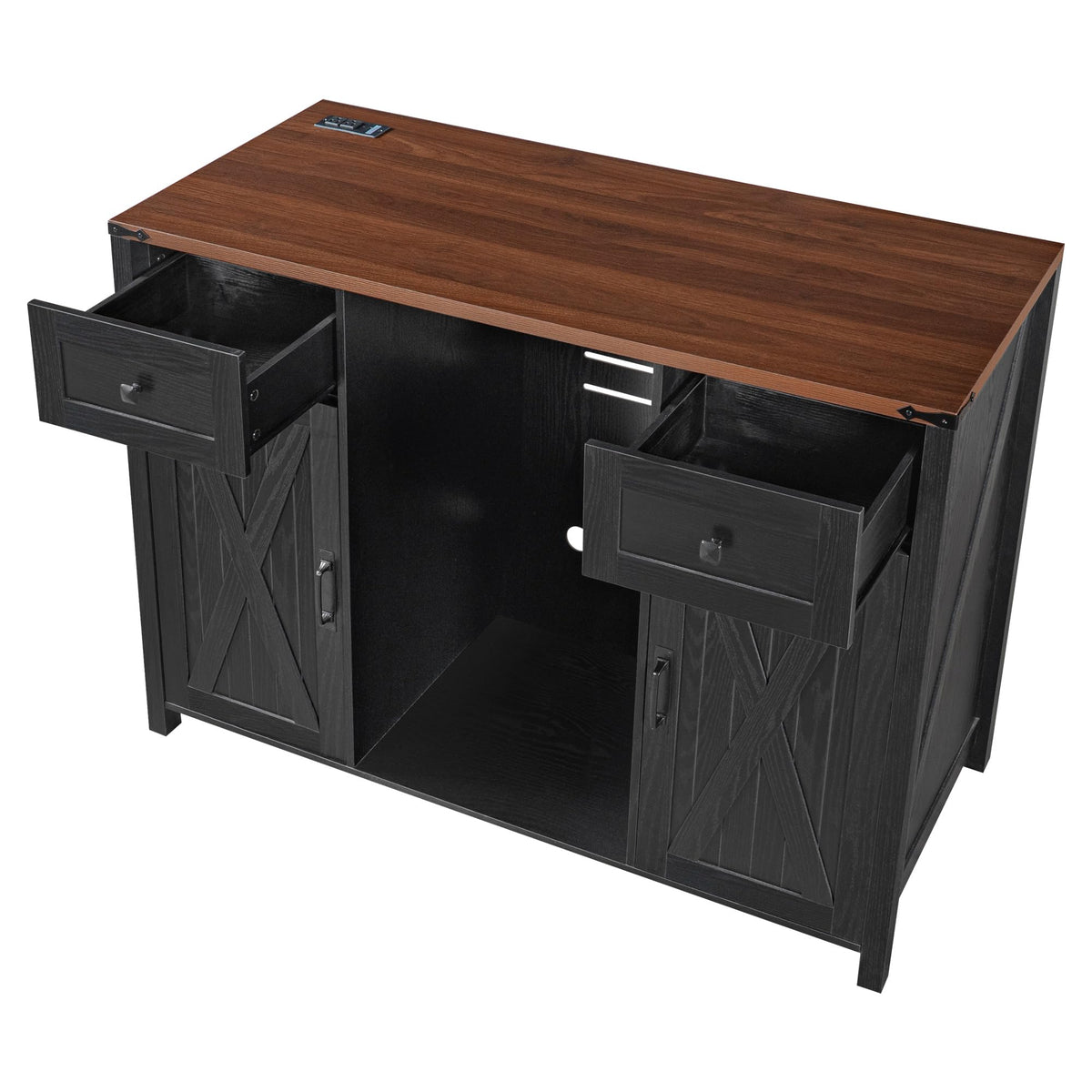51" Modern Coffee Bar Cabinet with Fridge Space & 2 Drawers