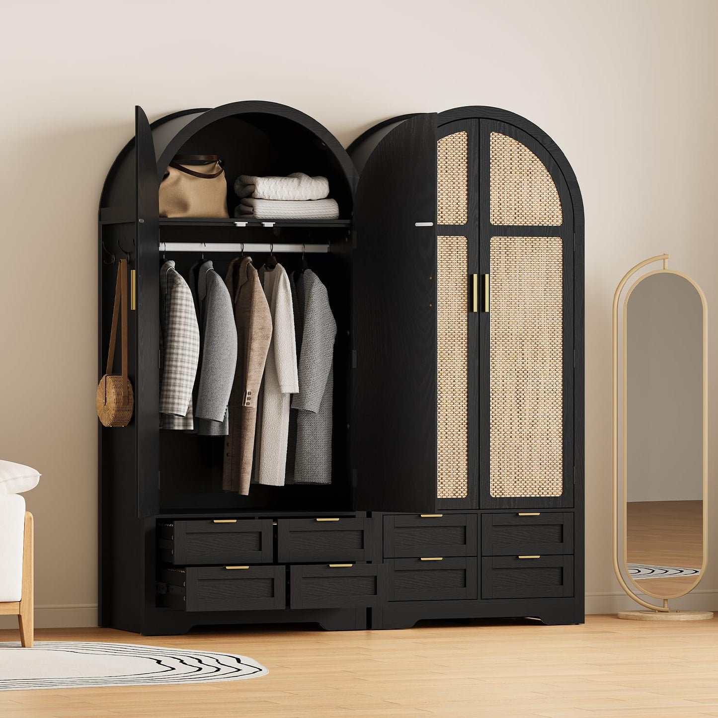 Armoire Wardrobe Closet with 4 Drawers