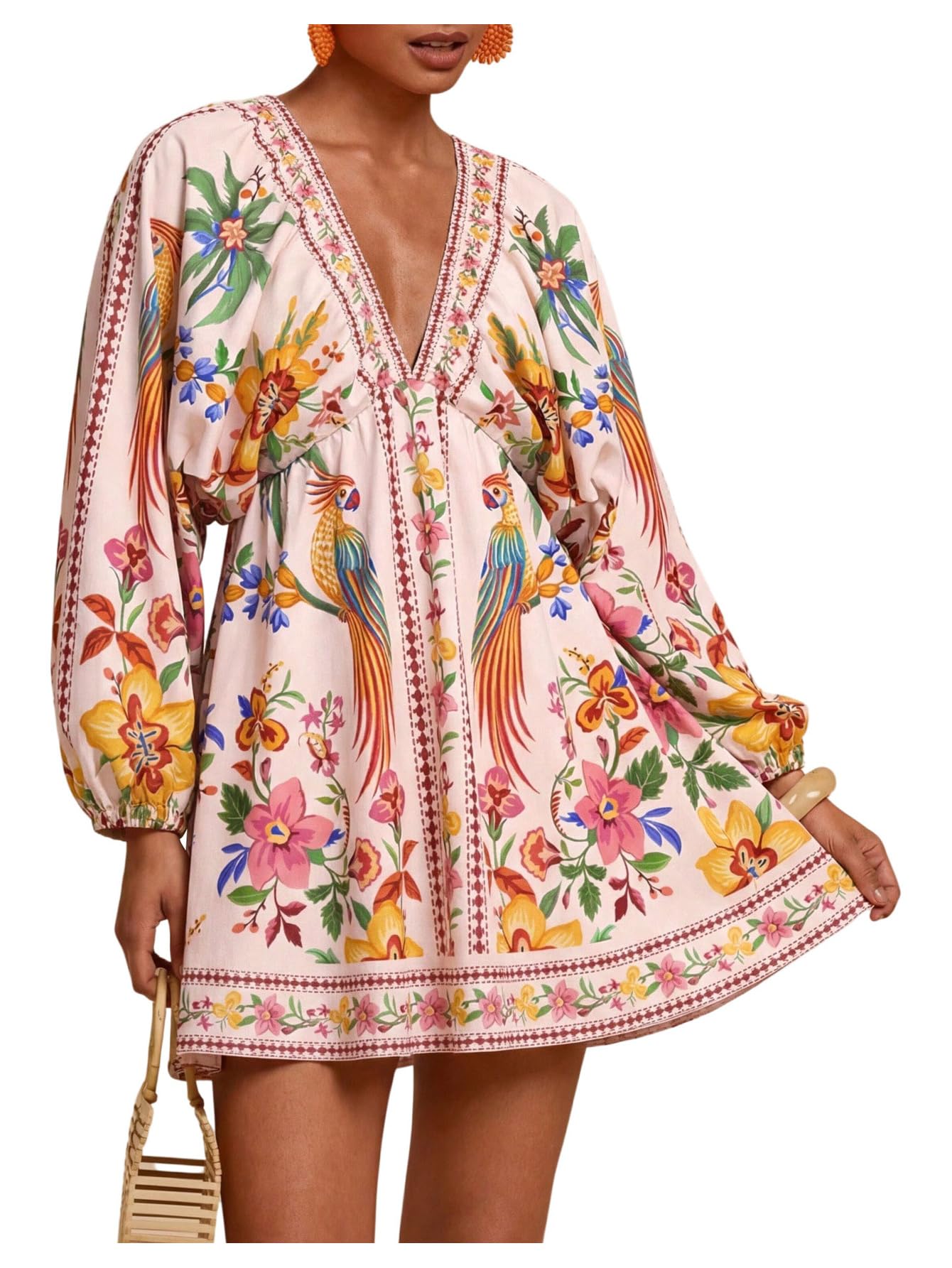 Women's Boho Floral Mini Dresses